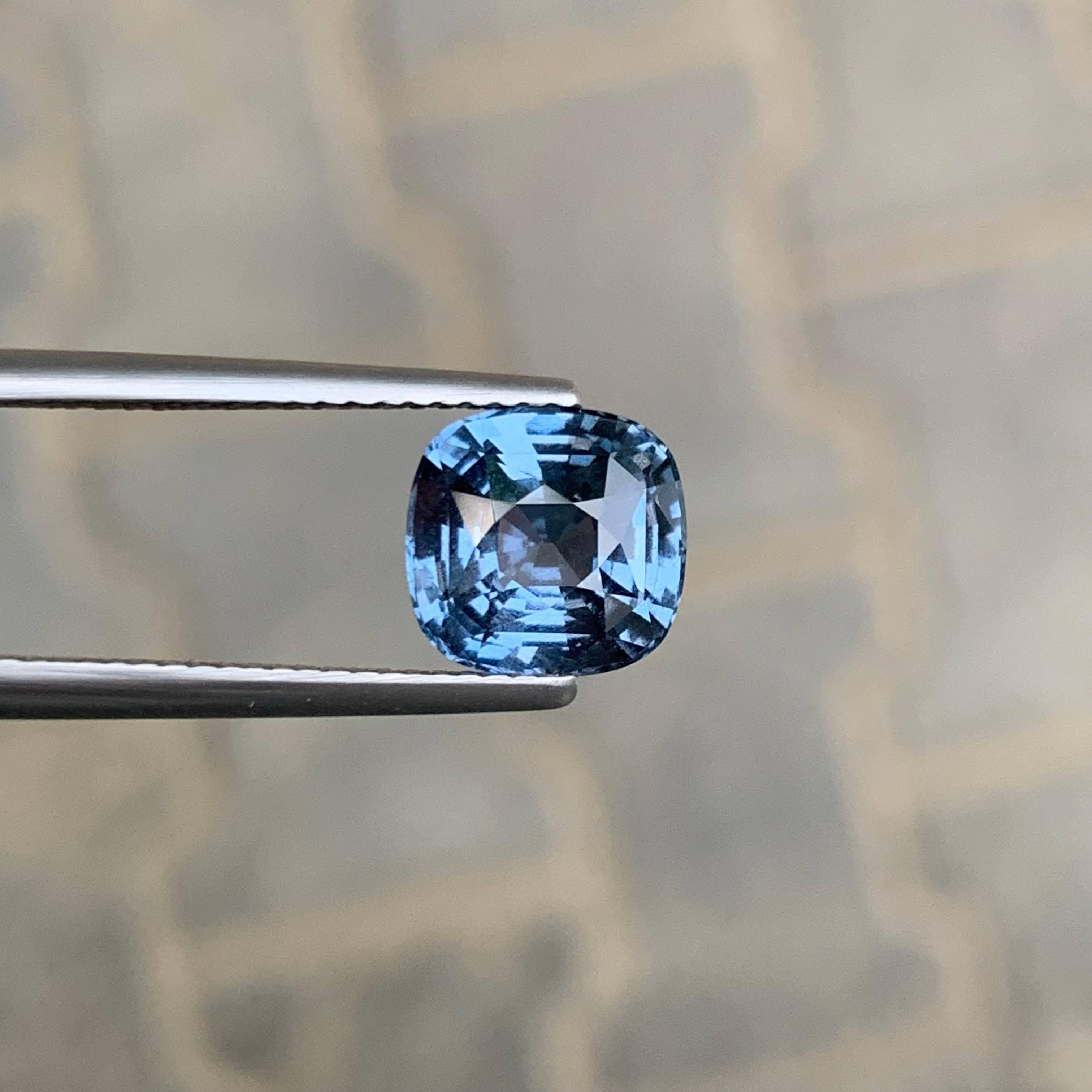 Modern 3.10 Carat Natural Loose Light Blue Spinel Stone Cushion Cut Burmese Gemstone For Sale