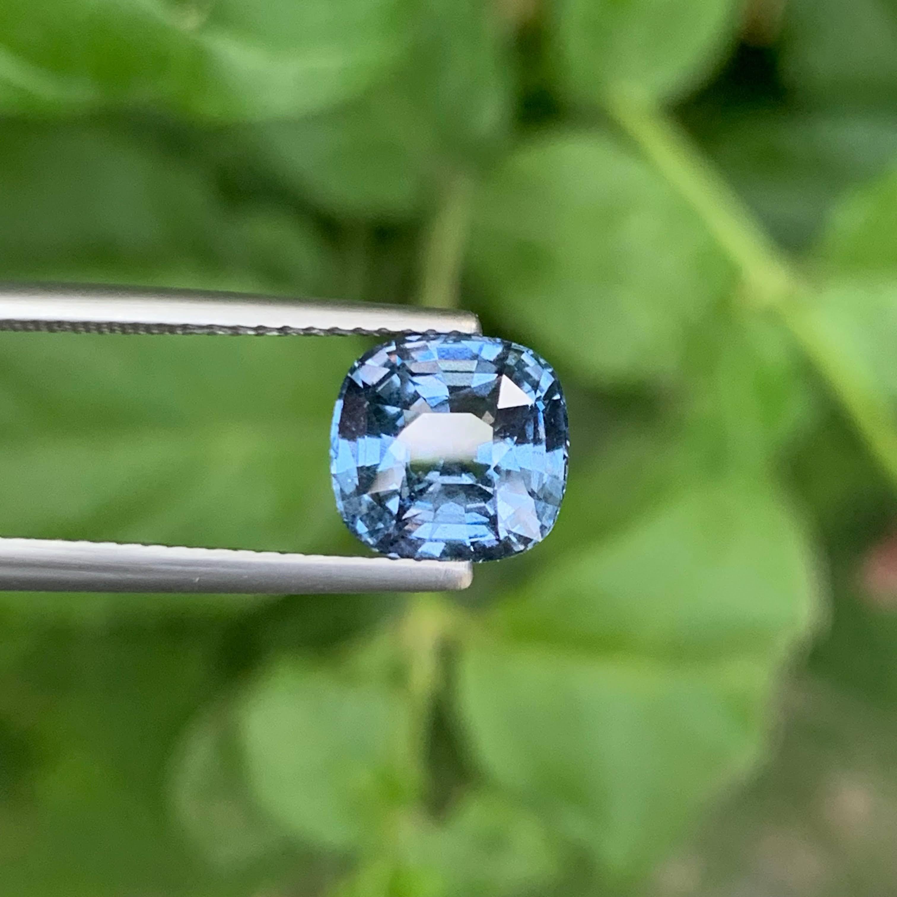 3.10 Carat Natural Loose Light Blue Spinel Stone Cushion Cut Burmese Gemstone In New Condition For Sale In Bangkok, TH