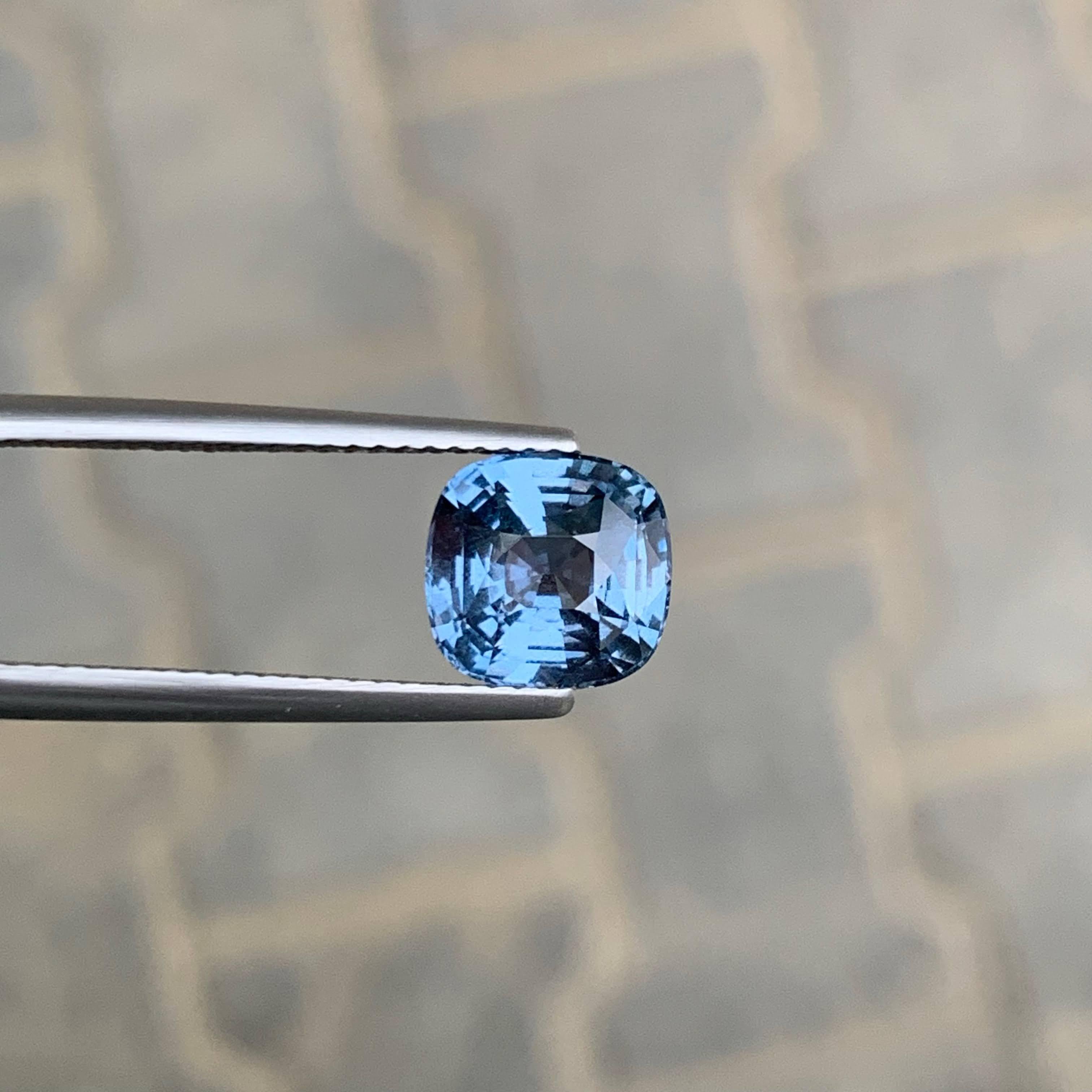 Women's or Men's 3.10 Carat Natural Loose Light Blue Spinel Stone Cushion Cut Burmese Gemstone For Sale