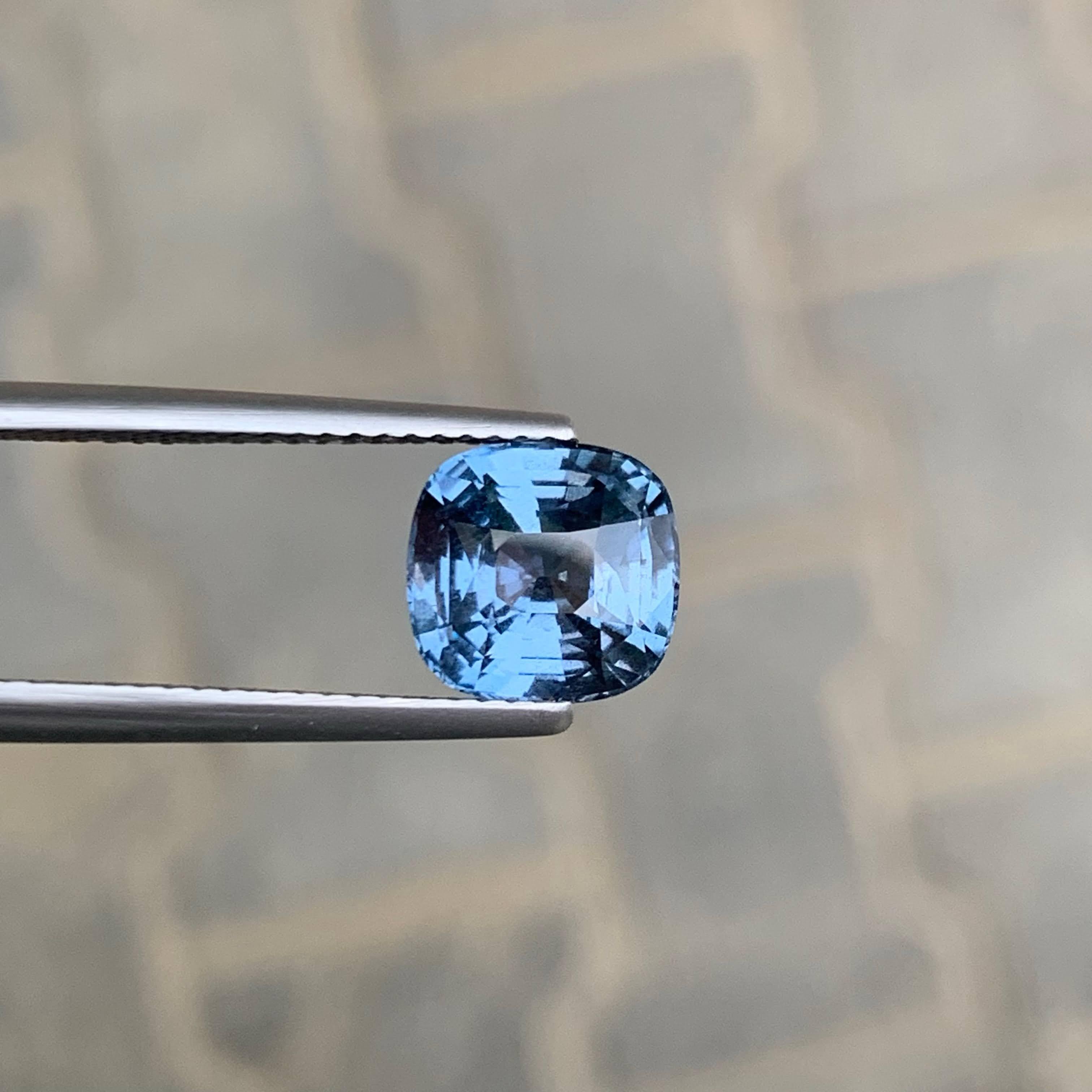 3.10 Carat Natural Loose Light Blue Spinel Stone Cushion Cut Burmese Gemstone For Sale 1