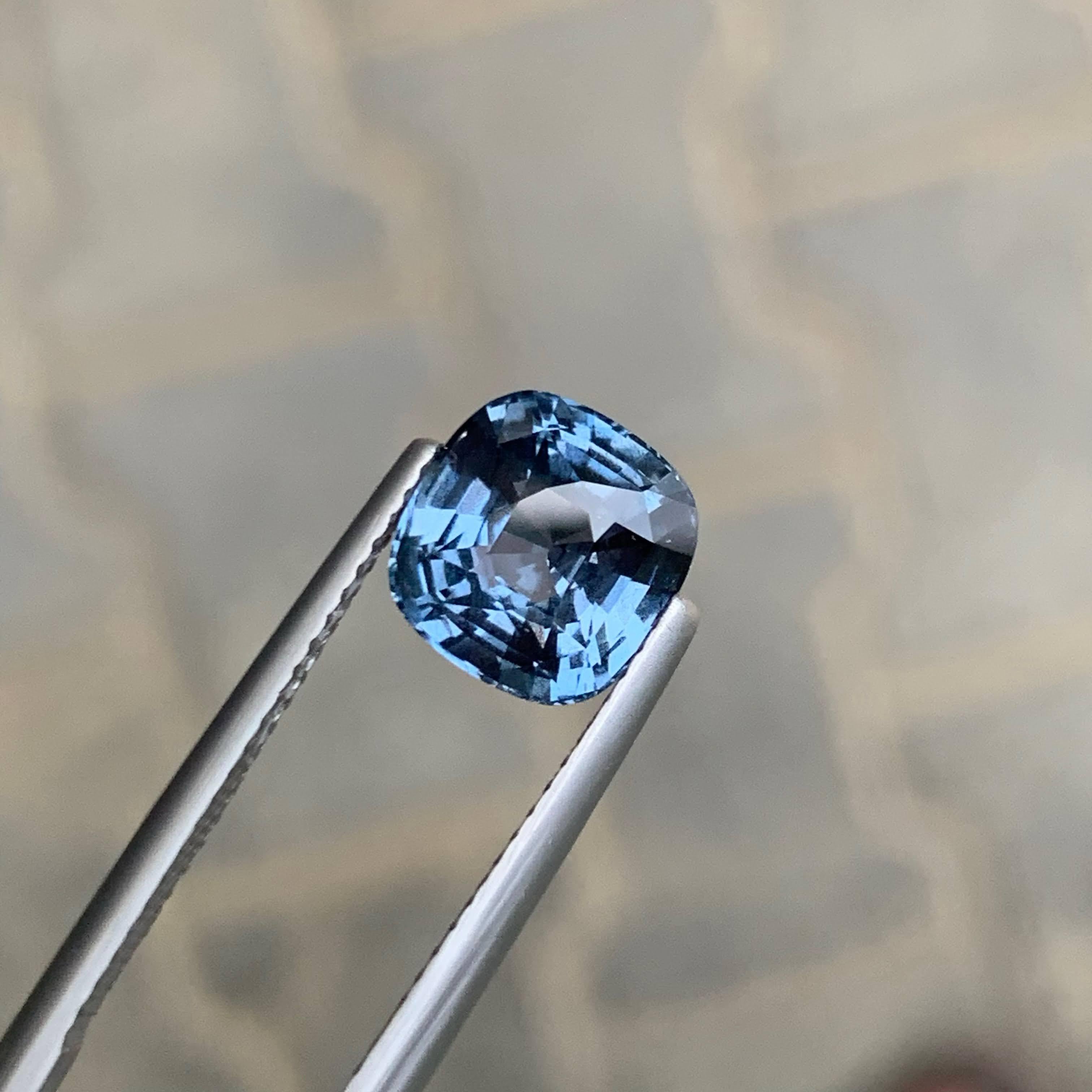 3.10 Carat Natural Loose Light Blue Spinel Stone Cushion Cut Burmese Gemstone For Sale 3