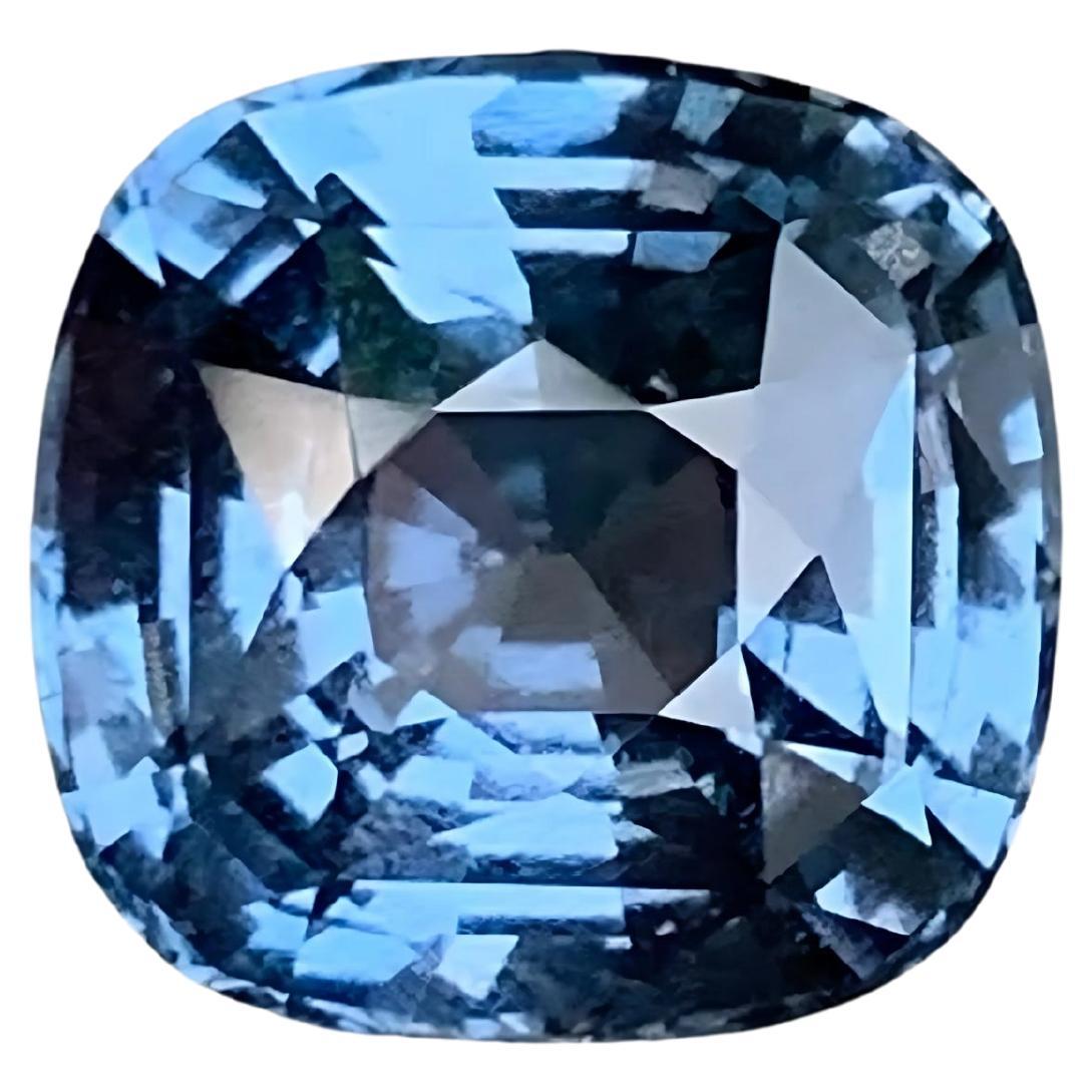 3.10 Carat Natural Loose Light Blue Spinel Stone Cushion Cut Burmese Gemstone