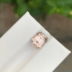 3.10 Carat Natural Loose Light Peach Tourmaline Emerald Shape Gemstone
