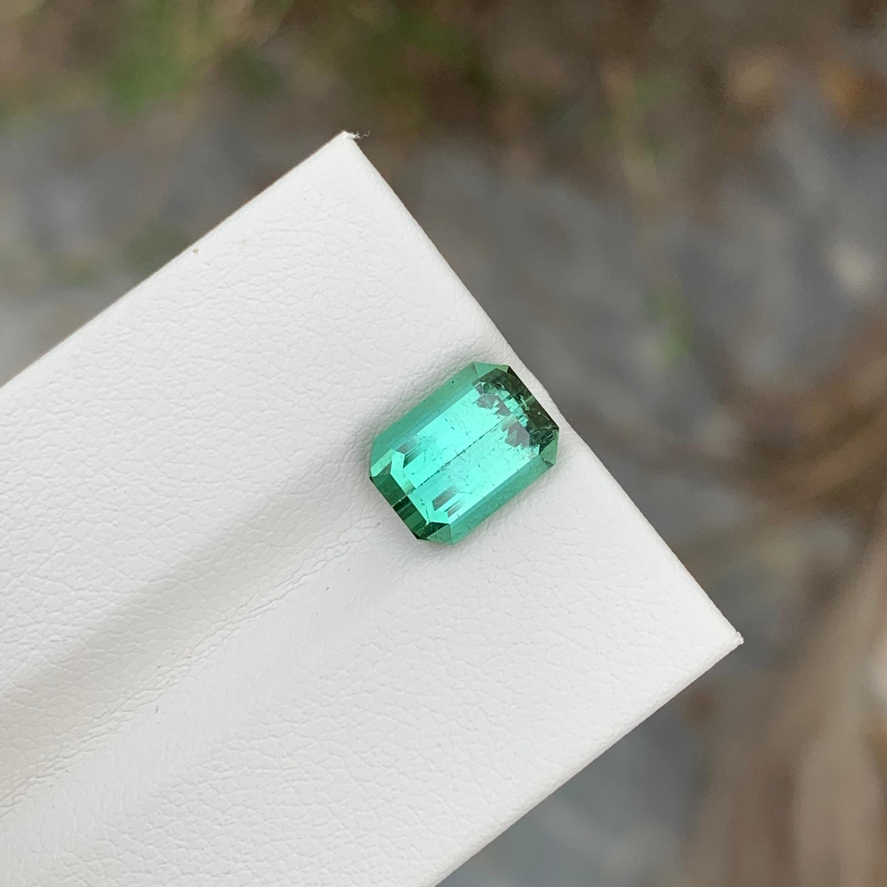 3.10 Carat Natural Loose Bright Green Tourmaline Emerald Shape For Sale 5