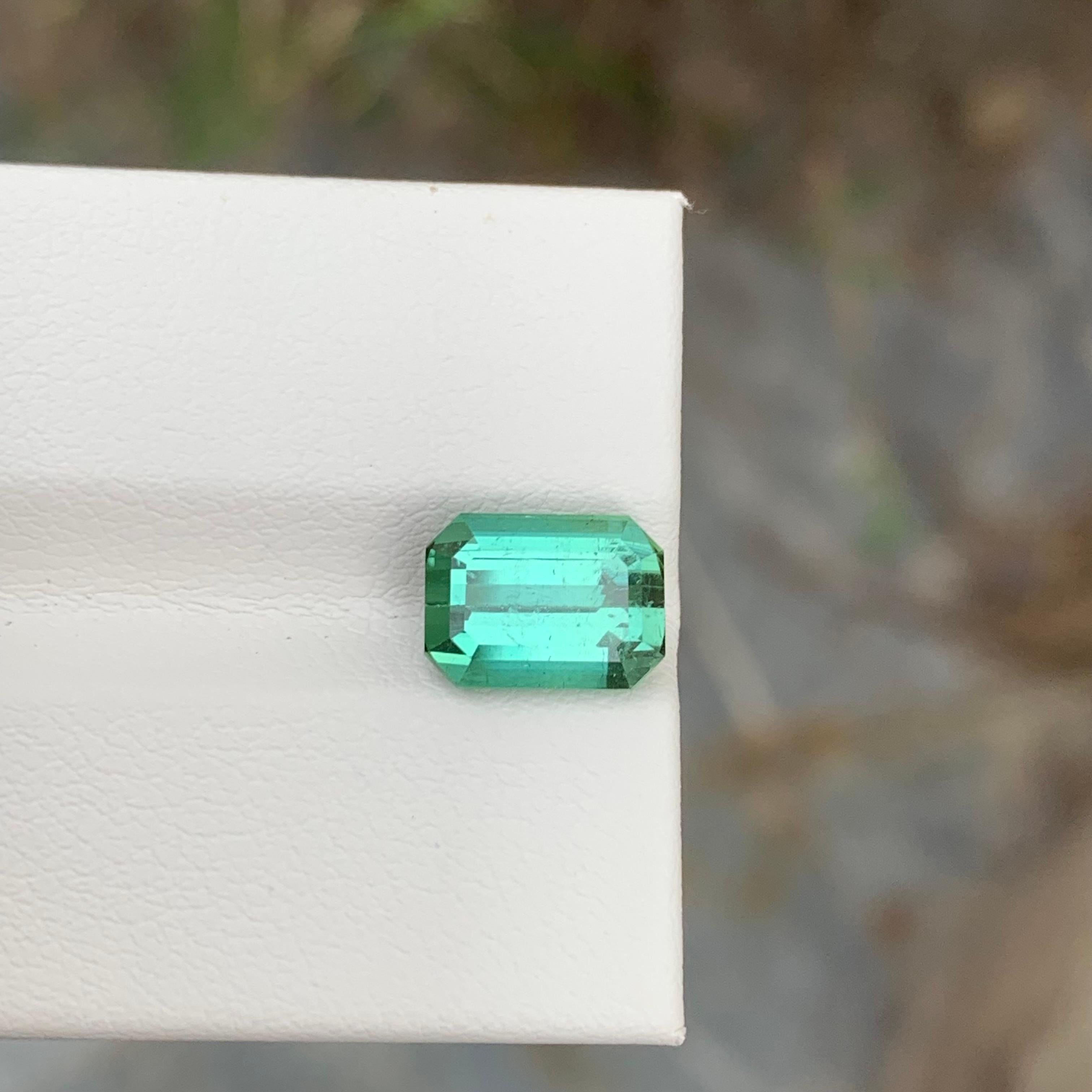Arts and Crafts 3.10 Carat Natural Loose Bright Green Tourmaline Emerald Shape For Sale