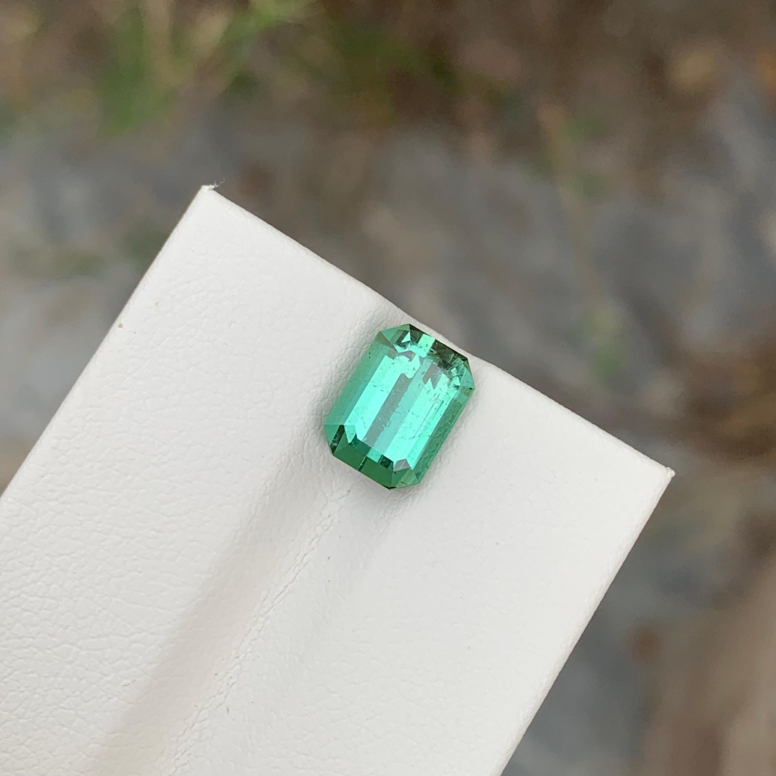 Emerald Cut 3.10 Carat Natural Loose Bright Green Tourmaline Emerald Shape For Sale