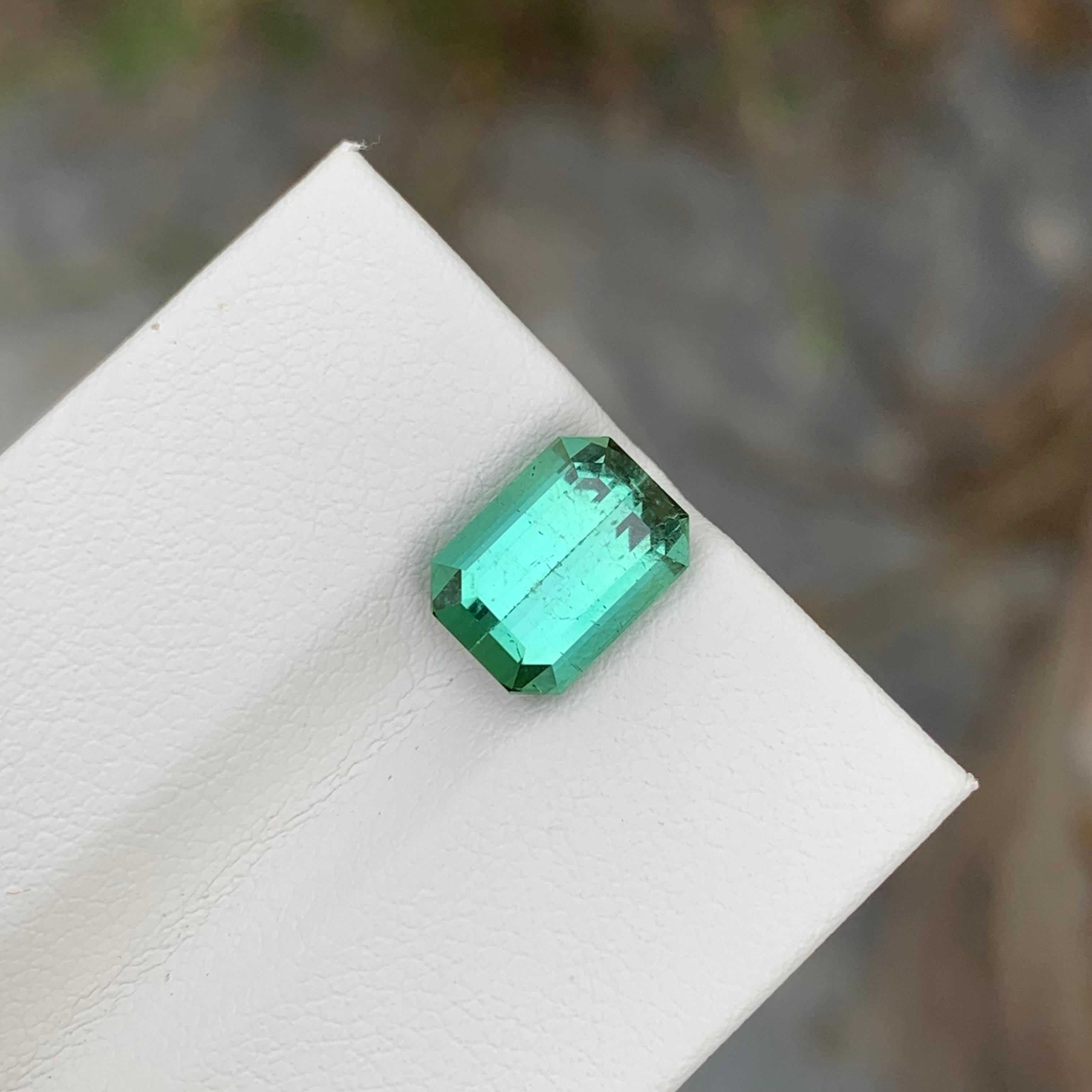 3.10 Carat Natural Loose Bright Green Tourmaline Emerald Shape For Sale 1