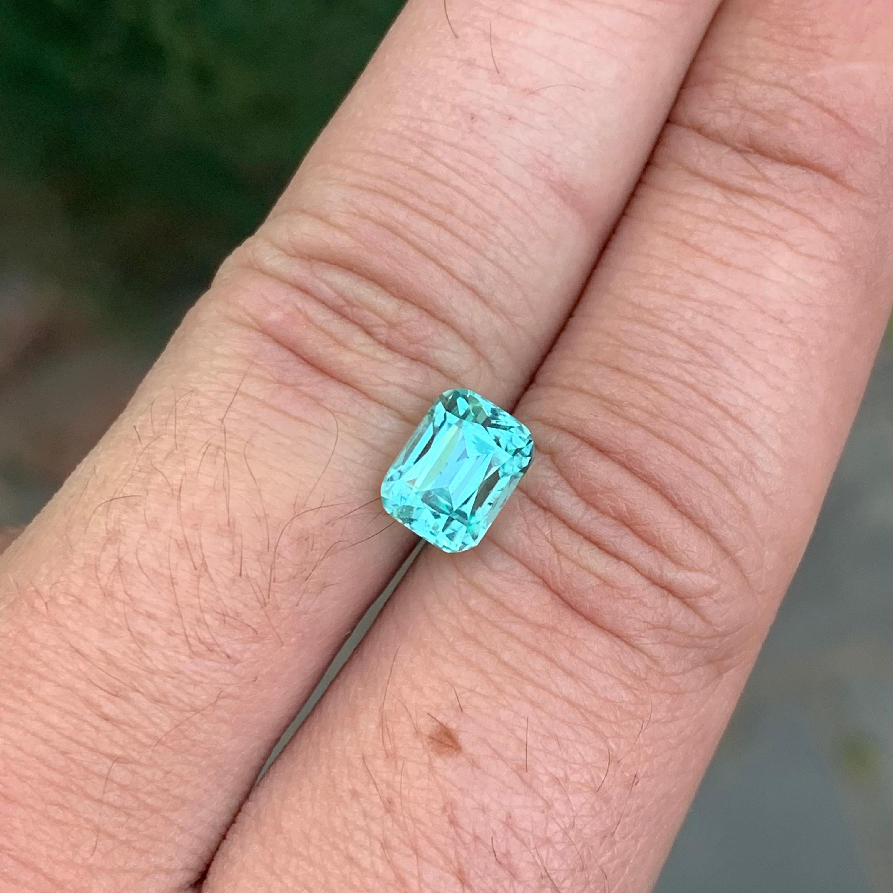 3.10 Carat Natural Loose Seafoam Tourmaline Cushion Shape Gemstone (pierre précieuse en forme de coussin) en vente 4