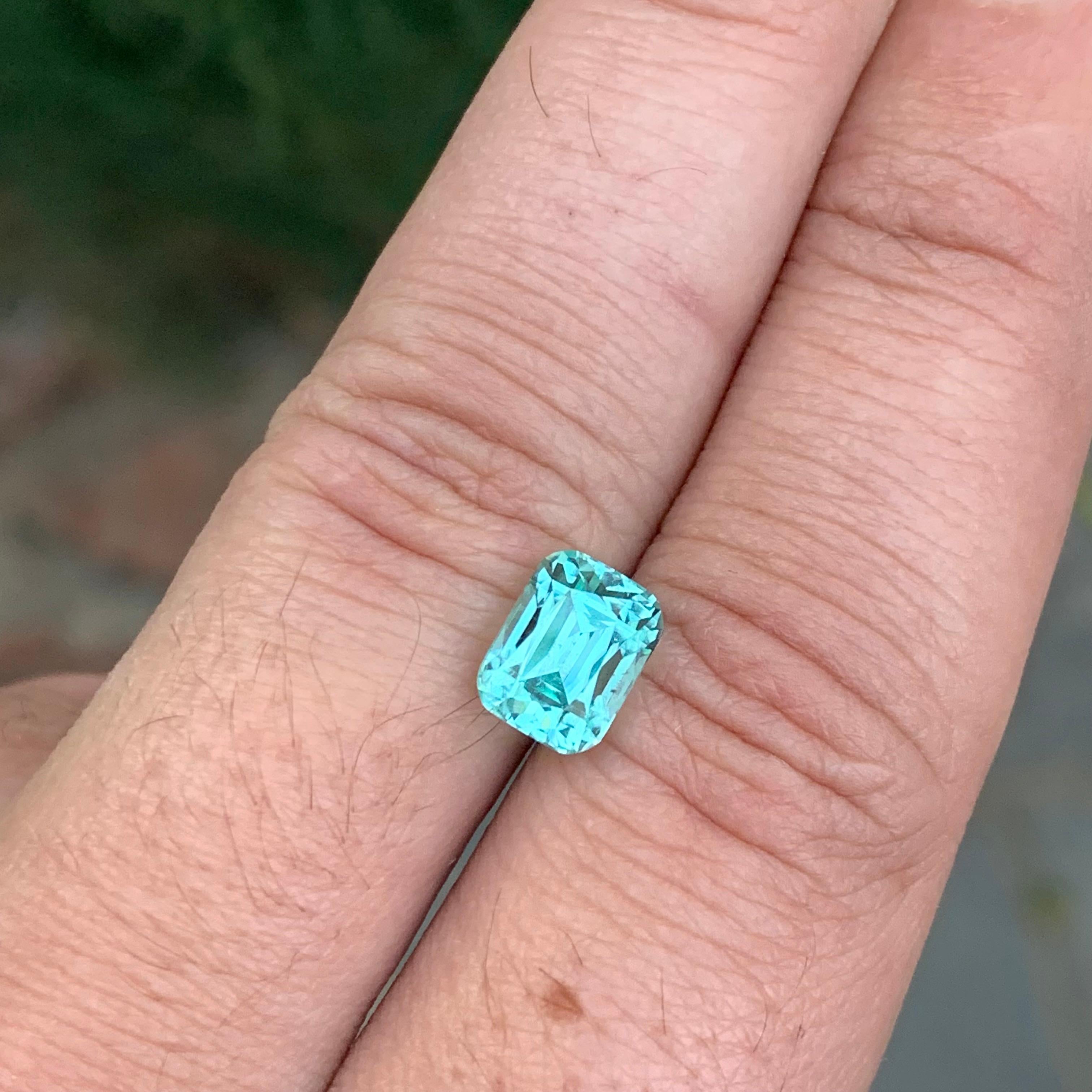 3.10 Carat Natural Loose Seafoam Tourmaline Cushion Shape Gemstone (pierre précieuse en forme de coussin) en vente 5