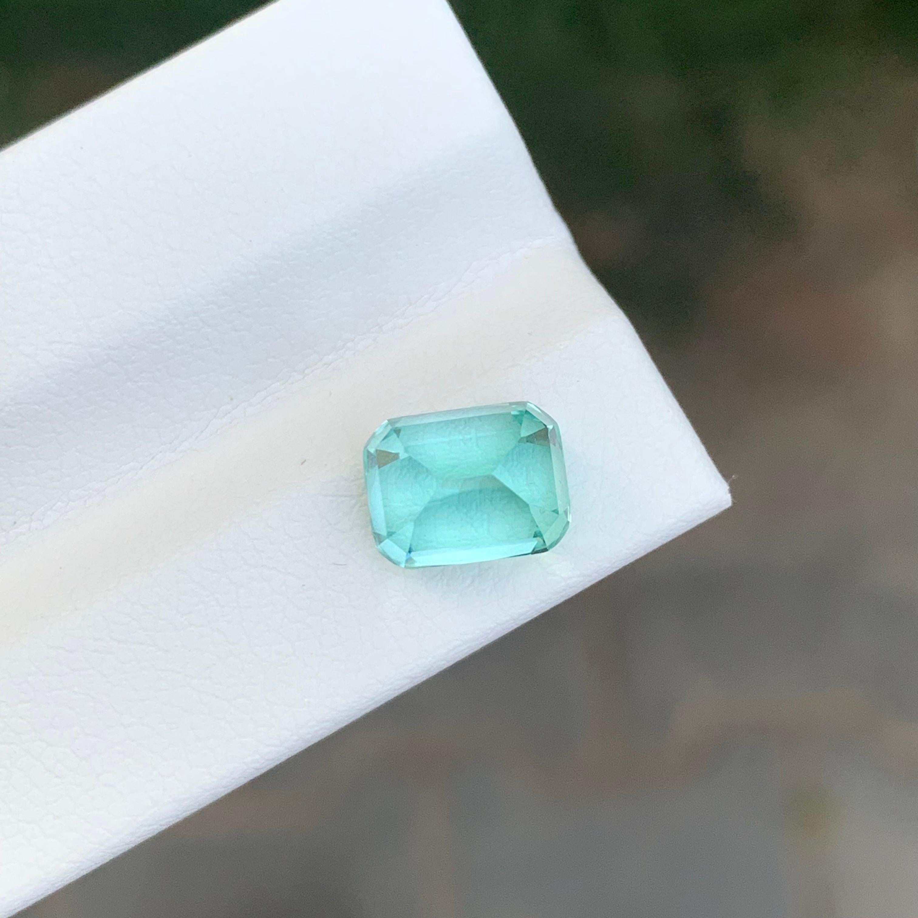 Taille coussin 3.10 Carat Natural Loose Seafoam Tourmaline Cushion Shape Gemstone (pierre précieuse en forme de coussin) en vente