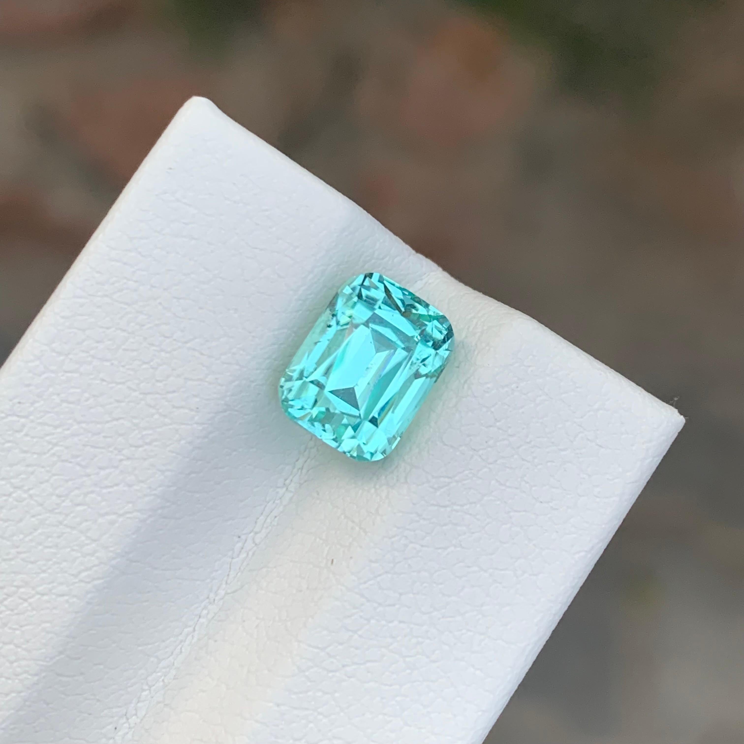 3.10 Carat Natural Loose Seafoam Tourmaline Cushion Shape Gemstone (pierre précieuse en forme de coussin) Unisexe en vente