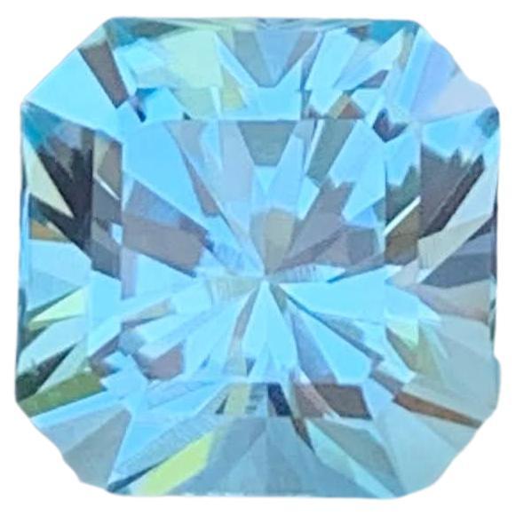 3.10 Carat Natural Loose Sky Color Topaz Stone Asscher Cut African Gemstone For Sale