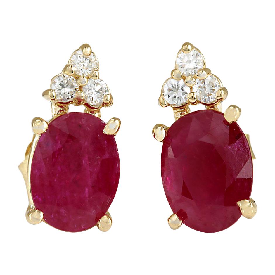 Ohrringe mit Rubin und Diamant aus 14 Karat Gelbgold
