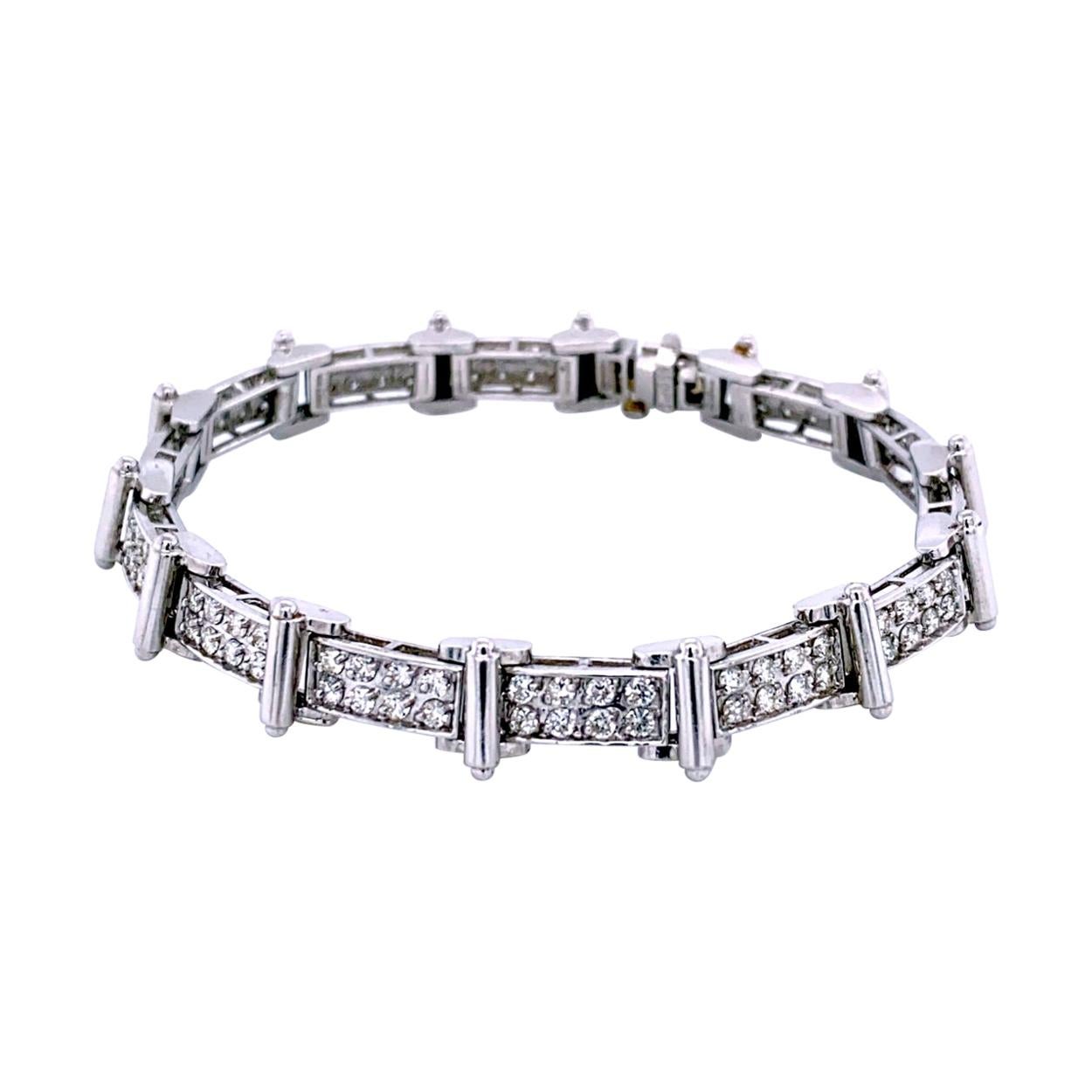 3.10 Carat Pave Set Diamond Platinum Bracelet For Sale