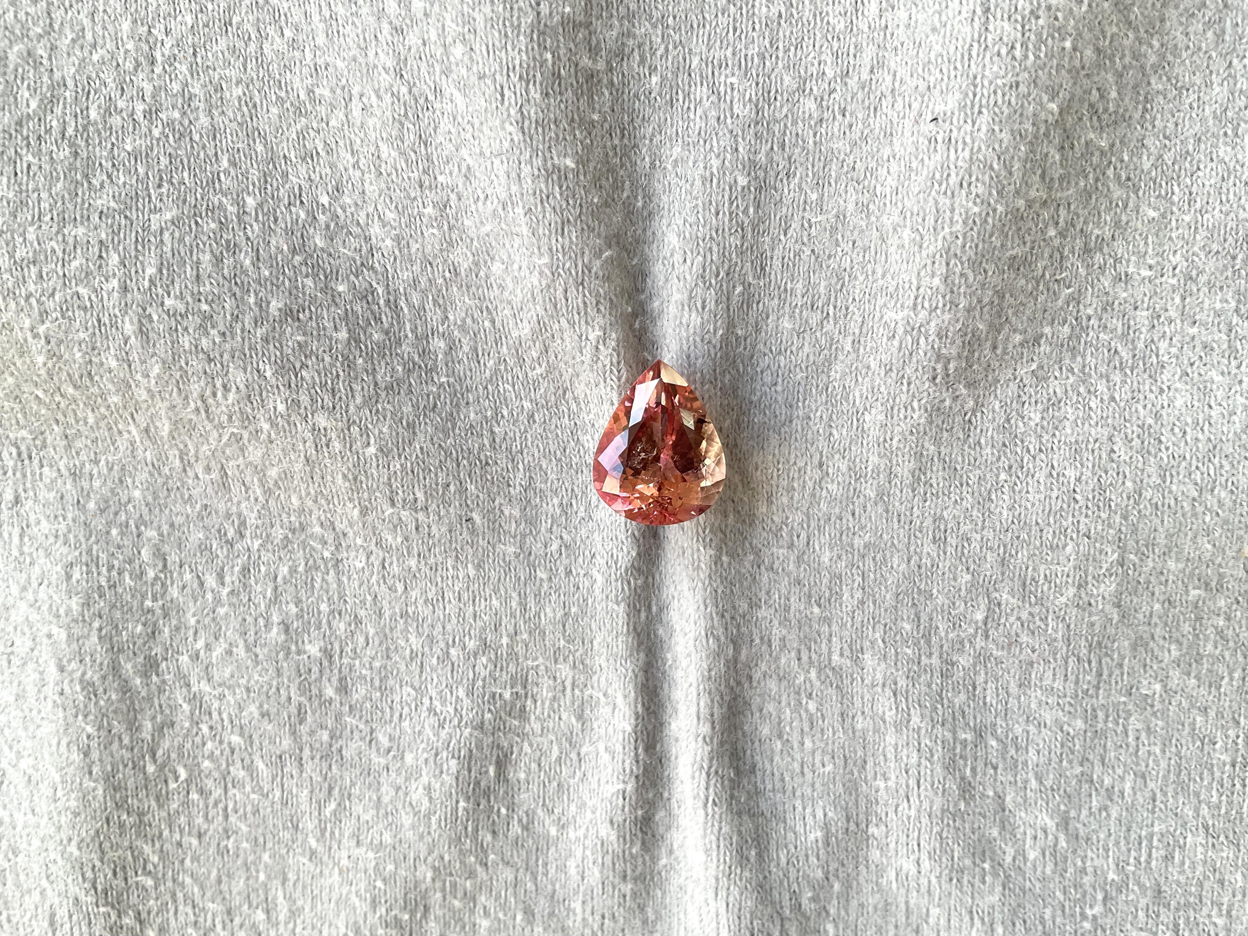 Art Deco 3.10 carat pinkish pink Tourmaline pear Faceted cutstone for pendant Natural gem For Sale