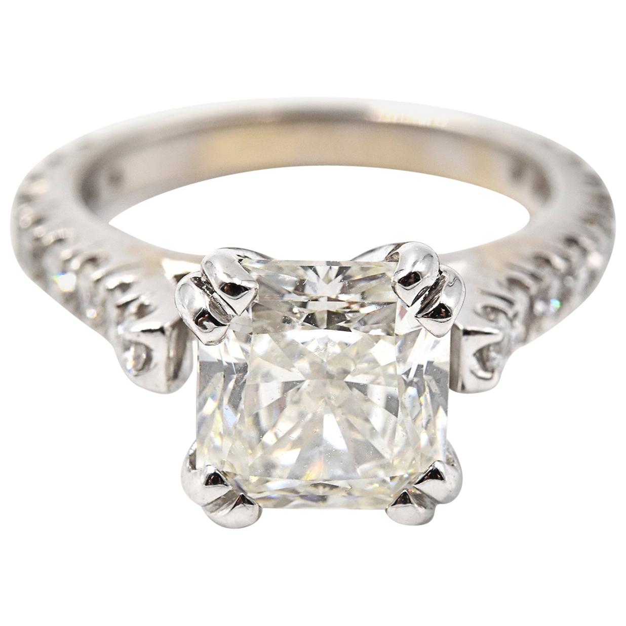3.10 Carat Radiant Diamond 18 Karat White Gold Engagement Ring