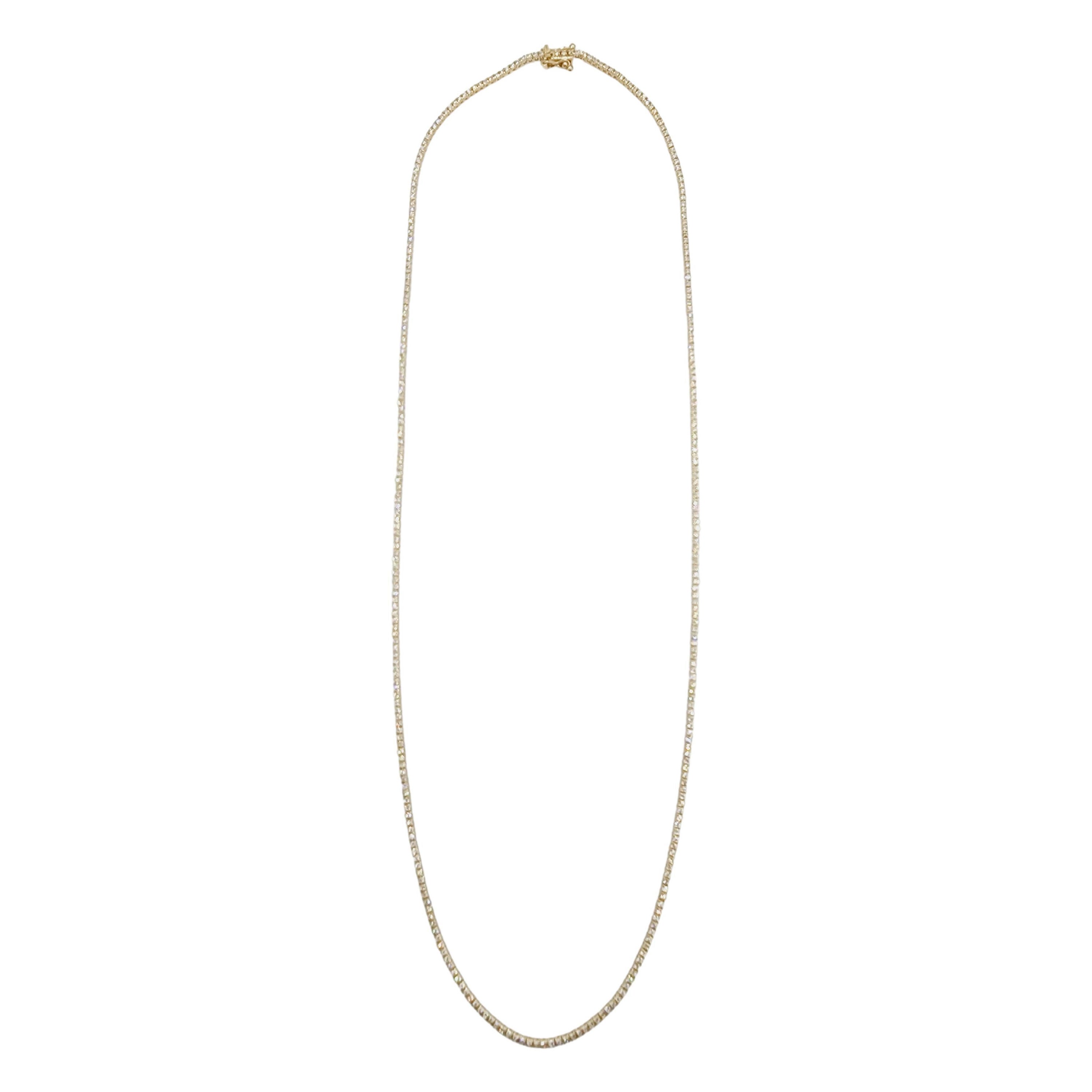 Collier tennis en or jaune 14 carats avec diamants taille brillant rond de 3,10 carats 20

