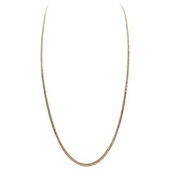 3.10 Carat Round Brilliant Cut Diamond Tennis Necklace 14 Karat Yellow Gold 20''