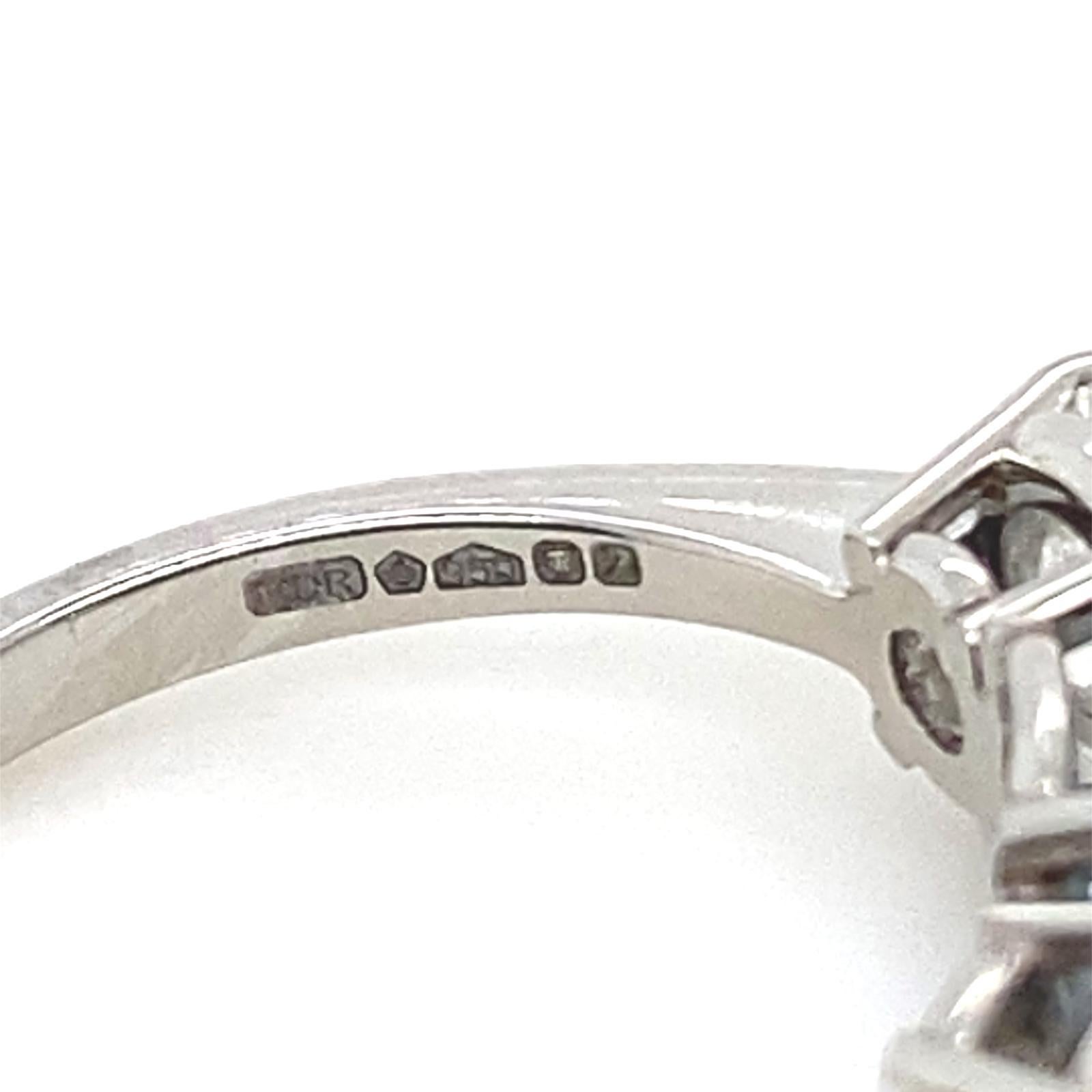 3.10 Carat Sapphire and Diamond Three Stone Platinum Engagement Ring For Sale 3