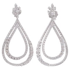 3.10 Carat SI Clarity HI Color Diamond Dangle Earrings 14k White Gold Jewelry