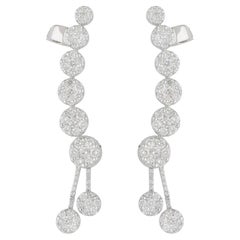 3.10 Carat SI Clarity HI Color Diamond Pave Ear Cuff Earrings 14k White Gold