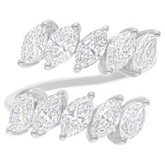 3.10 Carat SI Clarity HI Color Marquise Diamond Wrap Ring 14 Karat White Gold