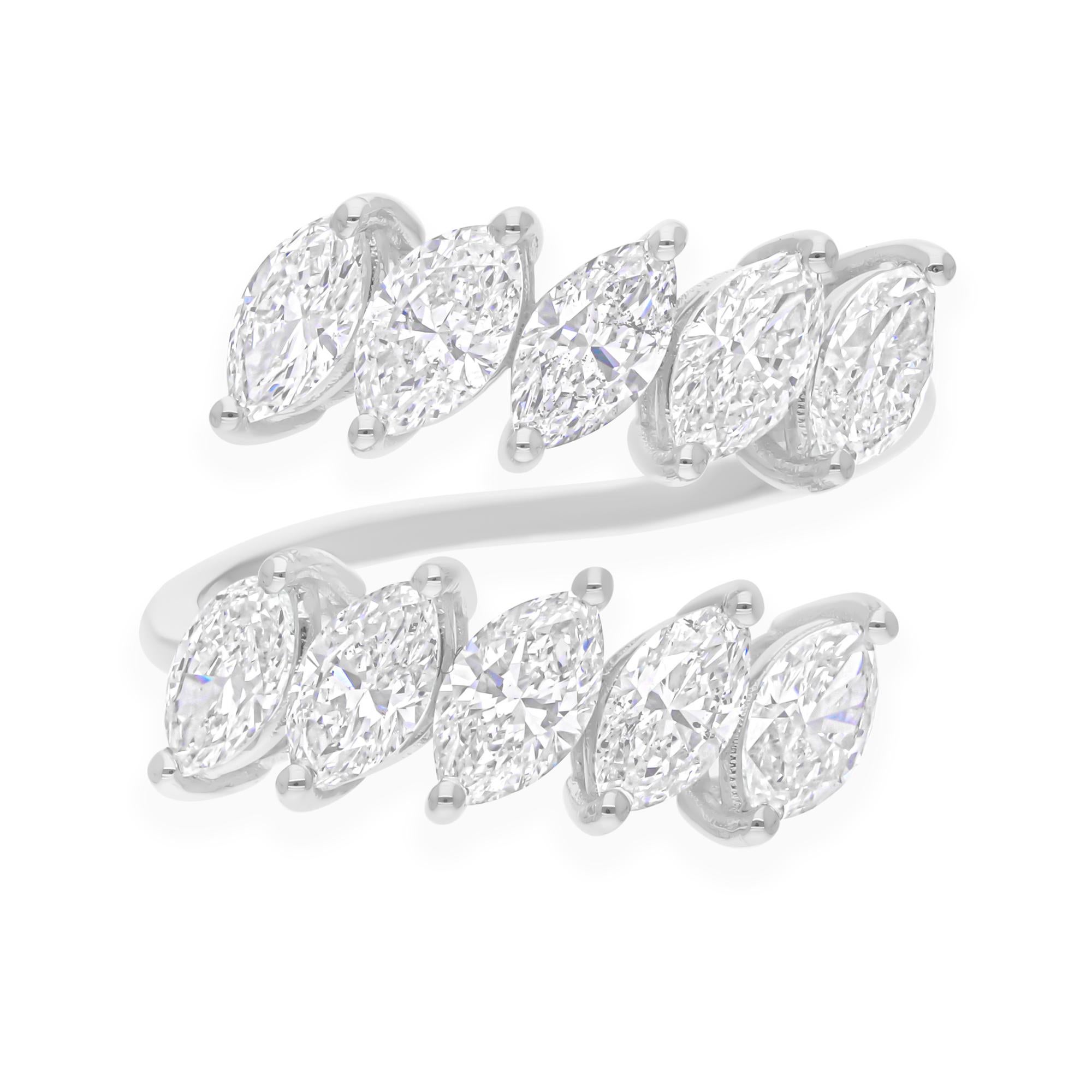 Im Angebot: 3,10 Karat SI Reinheit HI Farbe Marquise Diamant Wickelring 18 Karat Weißgold () 4