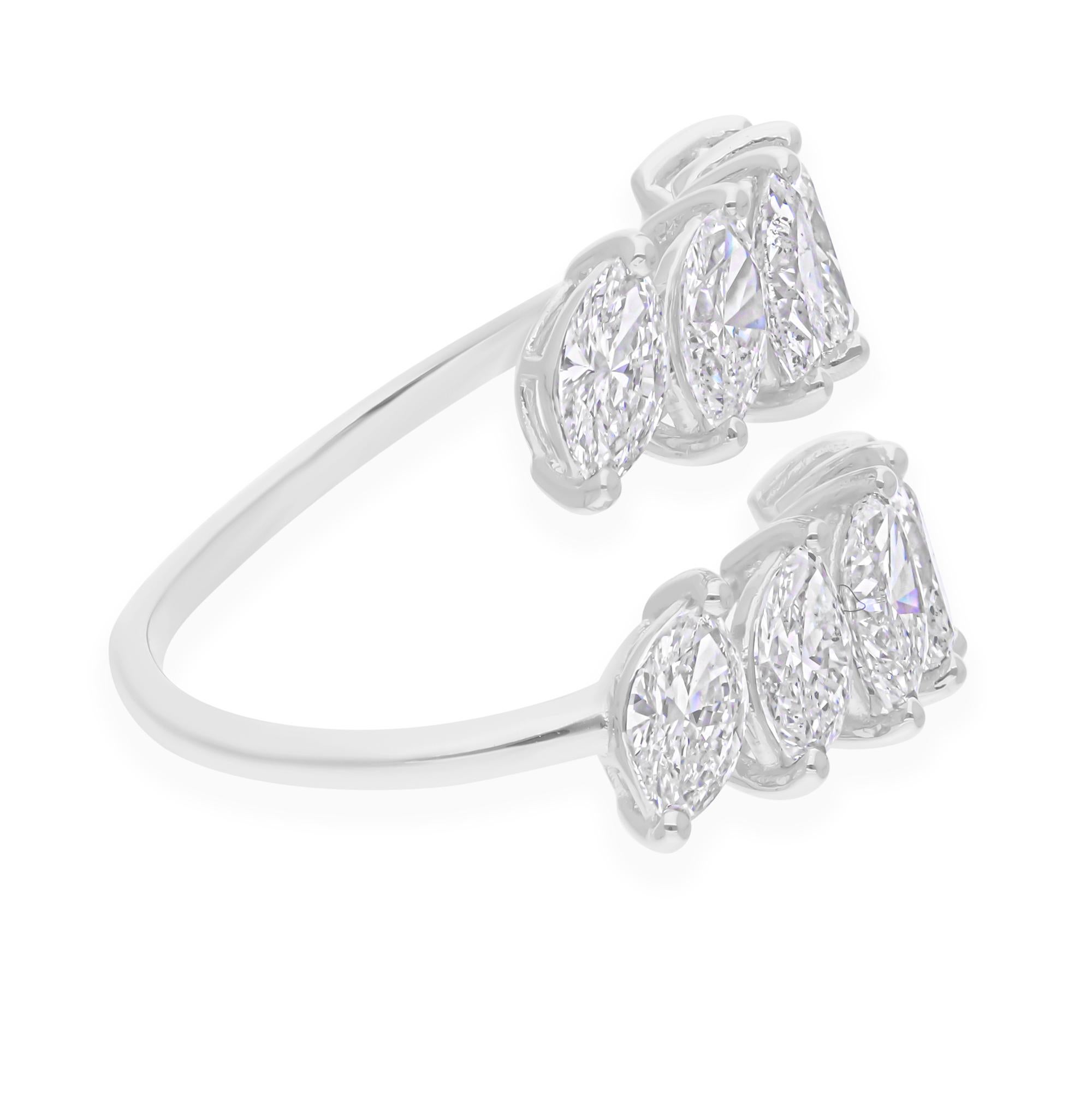 Im Angebot: 3,10 Karat SI Reinheit HI Farbe Marquise Diamant Wickelring 18 Karat Weißgold () 7