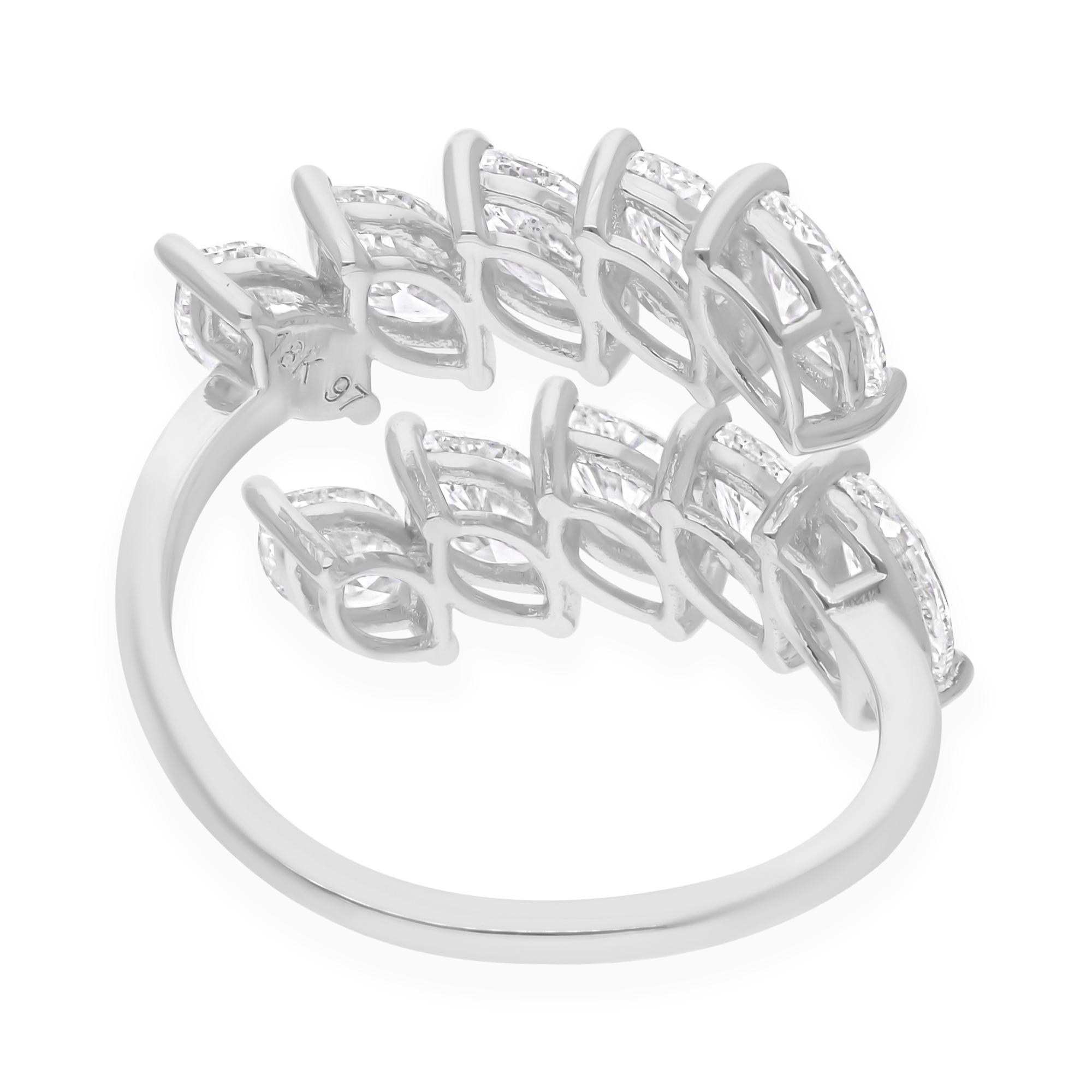 Im Angebot: 3,10 Karat SI Reinheit HI Farbe Marquise Diamant Wickelring 18 Karat Weißgold () 8