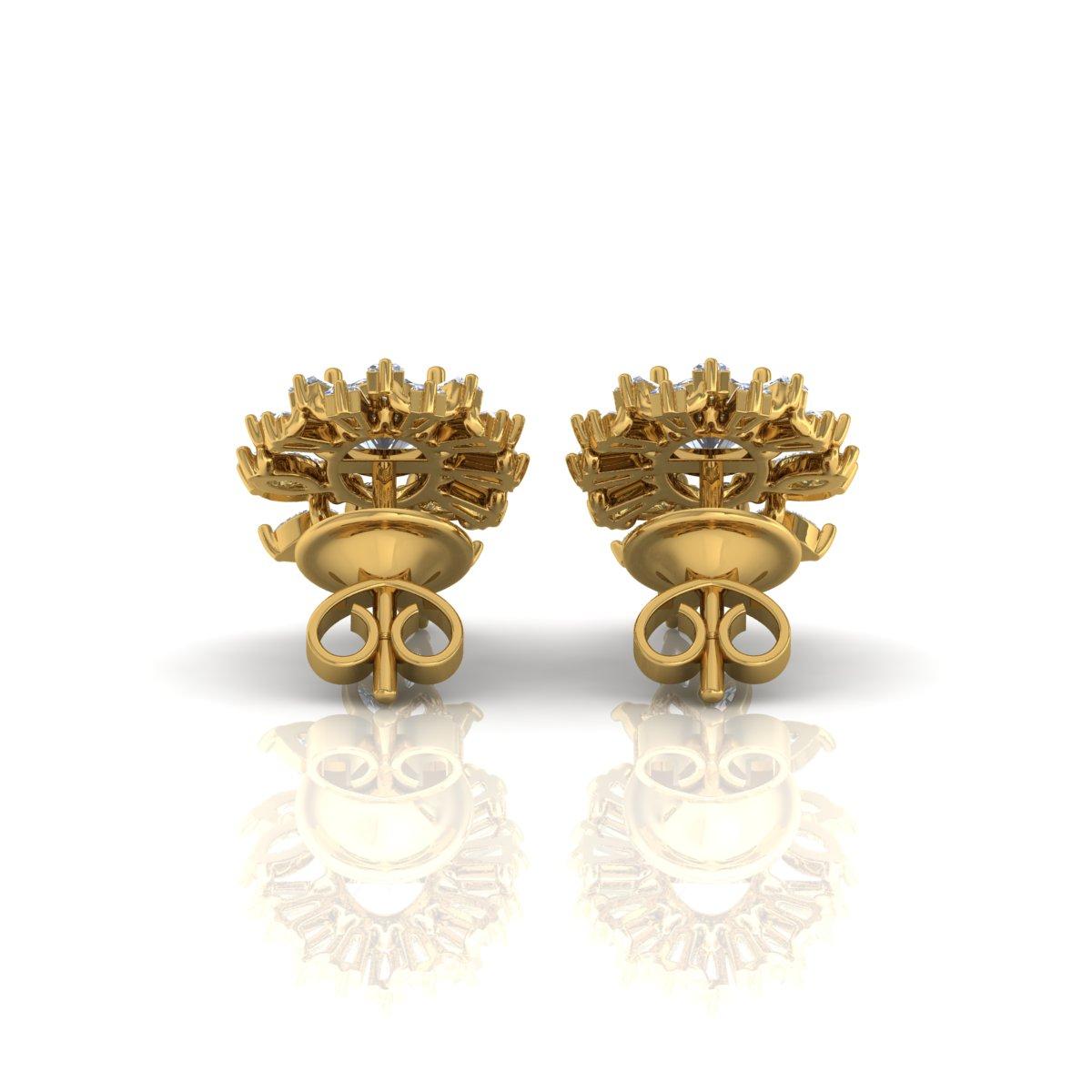 Taille ovale 3.10 Carat SI/H Brilliante Boucles d'oreilles en or jaune 14 carats Bijoux fins en vente