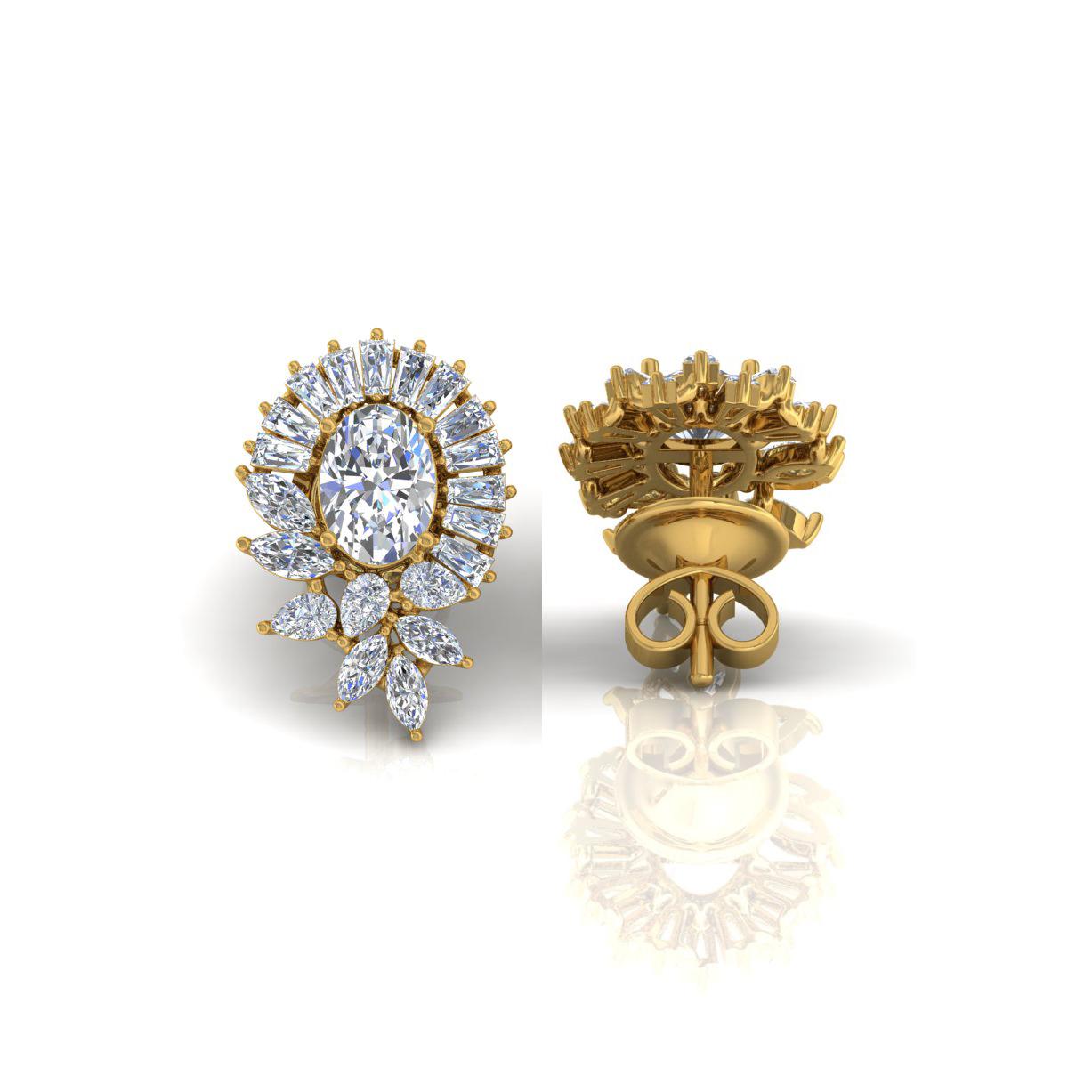 3.10 Carat SI/H Brilliante Boucles d'oreilles en or jaune 14 carats Bijoux fins Neuf - En vente à Diera, Dubai