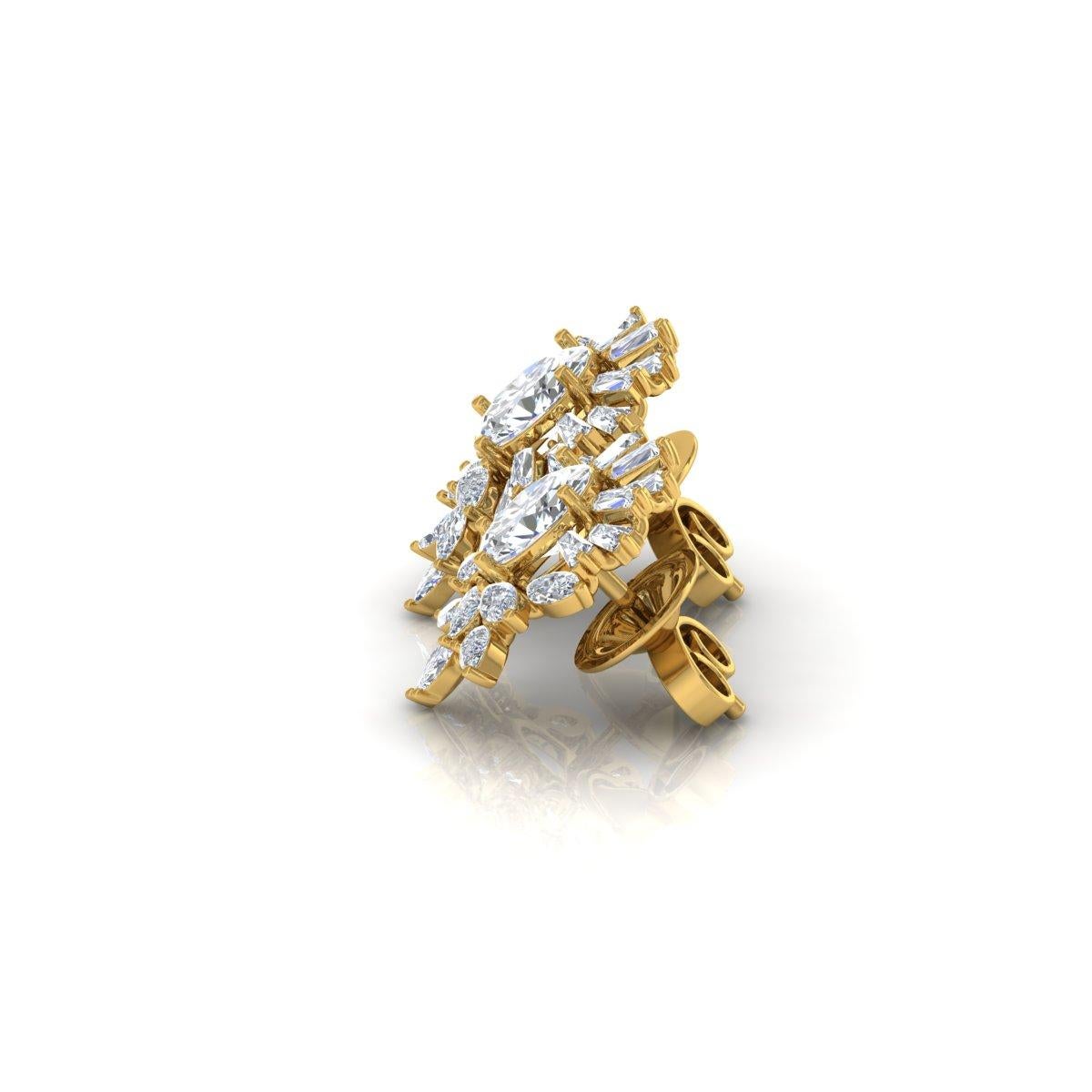 3,10 Karat SI/H Brillantschliff Diamant-Ohrringe 18 Karat Gelbgold feiner Schmuck (Moderne) im Angebot
