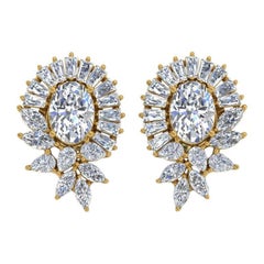 3,10 Karat SI/H Brillantschliff Diamant-Ohrringe 18 Karat Gelbgold feiner Schmuck