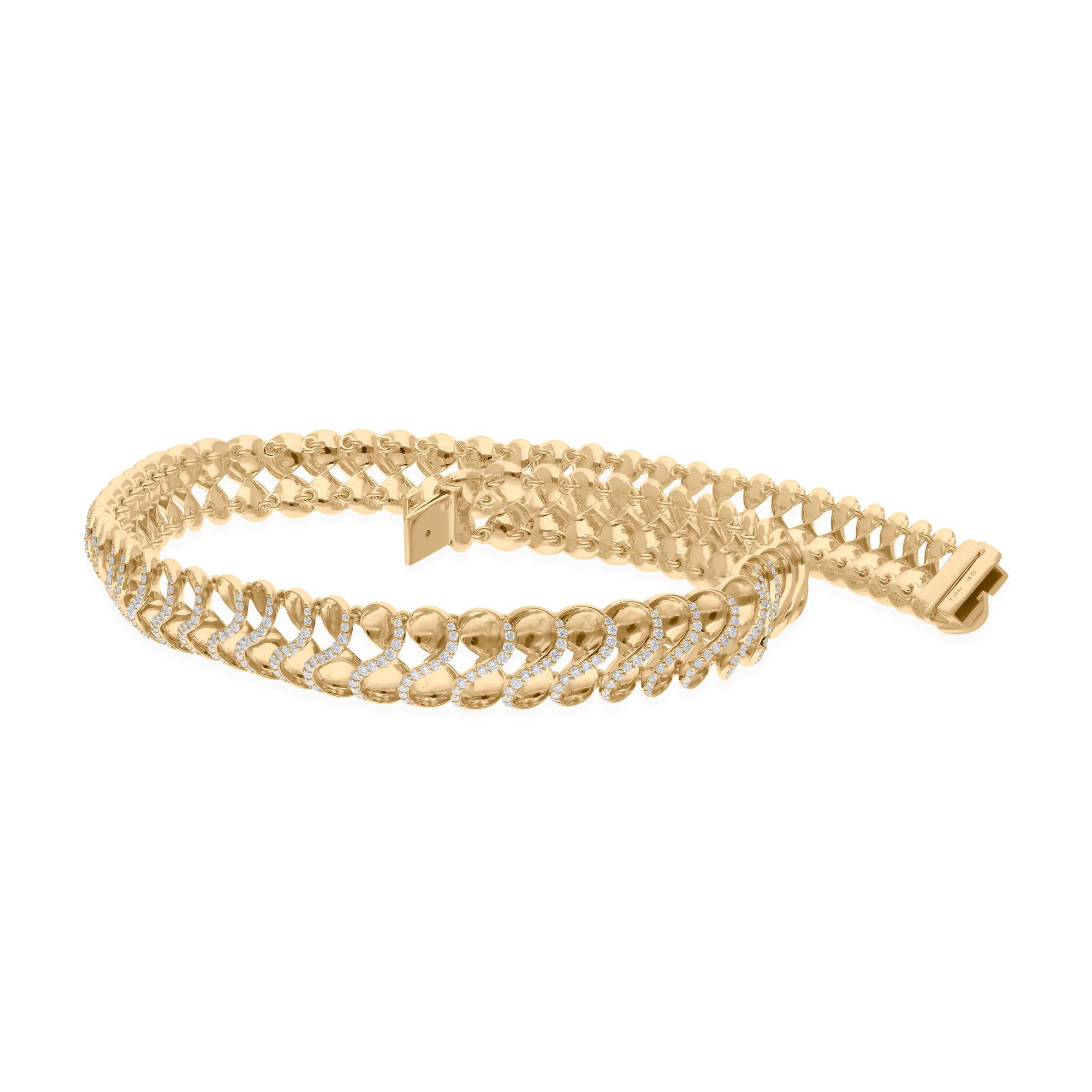 Modern 3.10 Carat SI/H Diamond Infinity Design Choker Necklace 18 Karat Yellow Gold For Sale