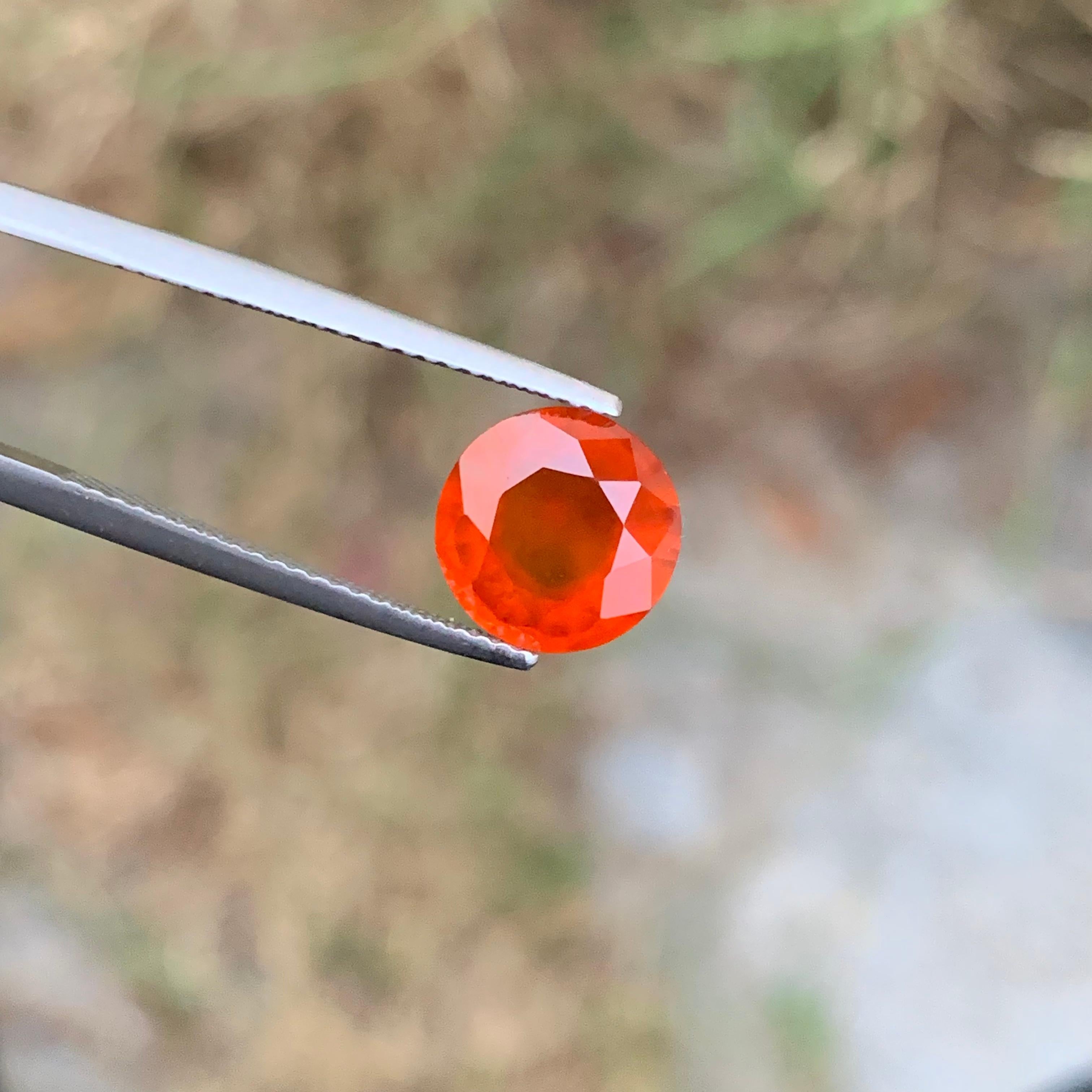 3.10 Carats Faceted Orange Hessonite Garnet Round Shape Ring Gemstone  For Sale 4