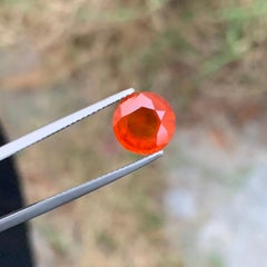 3.10 Carats Faceted Orange Hessonite Garnet Round Shape Ring Gemstone