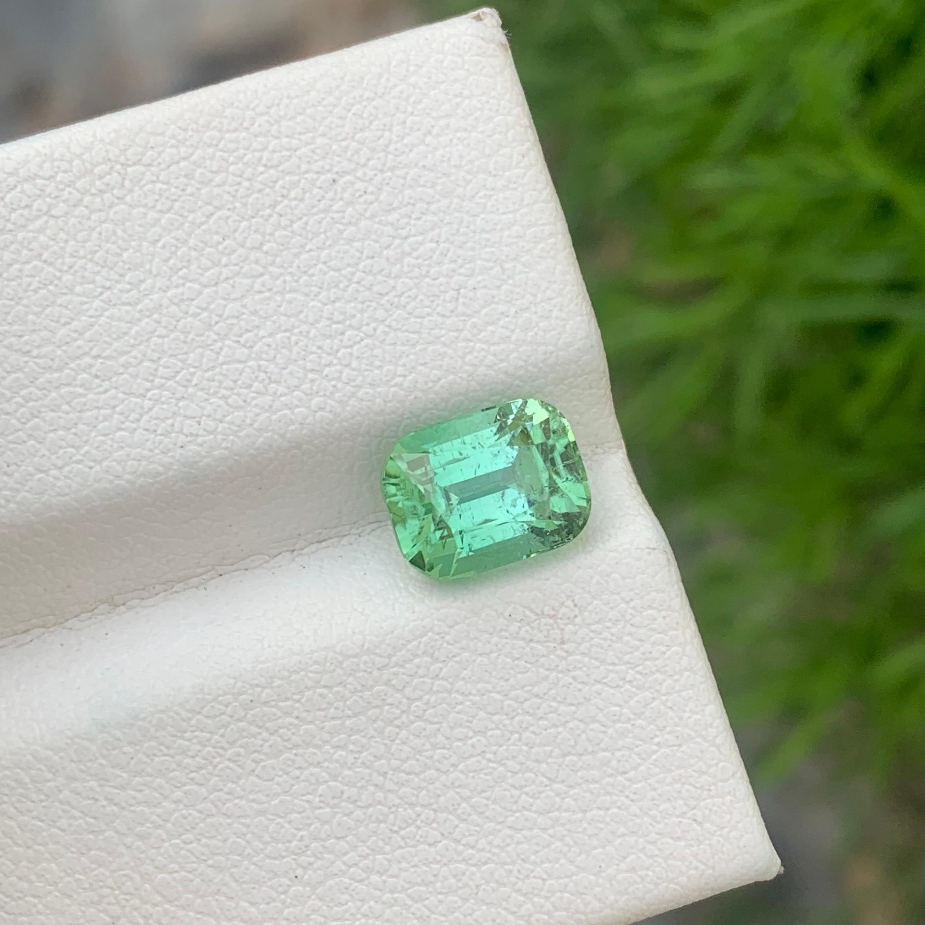 Cushion Cut 3.10 Carats Natural Loose Mint Green Tourmaline Long Cushion Shape  For Sale