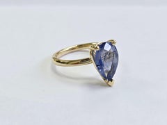 MARKDOWN, 3.10ct Pear Natural Sapphire Ring, 14k Yellow Gold