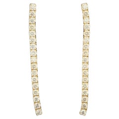 3.10 Carats Tennis Earrings 14 Karat Yellow Gold