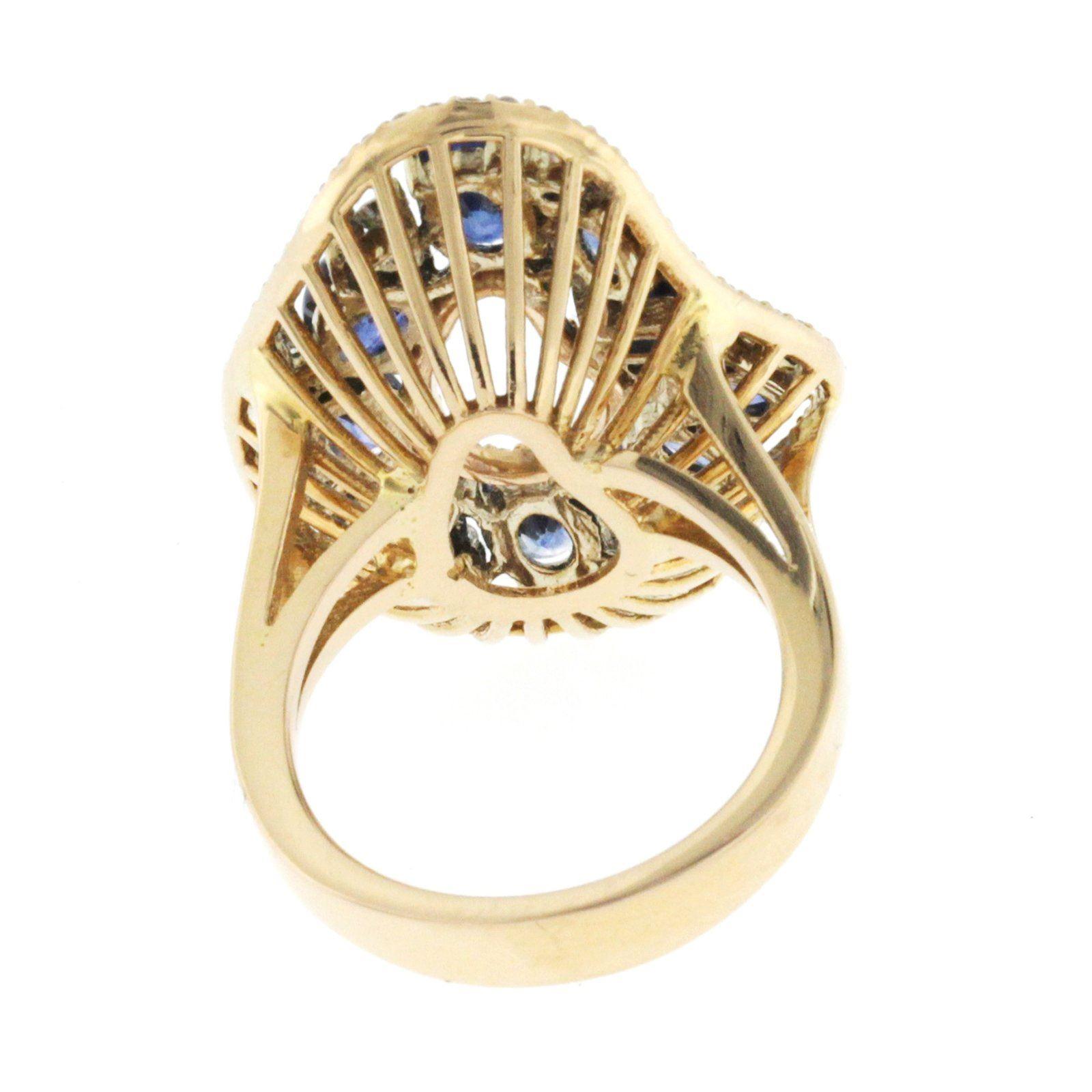 3.10 Carat Sapphires & 0.61 Carat Diamonds in 18 Karat Rose Gold Engagement Ring For Sale 1