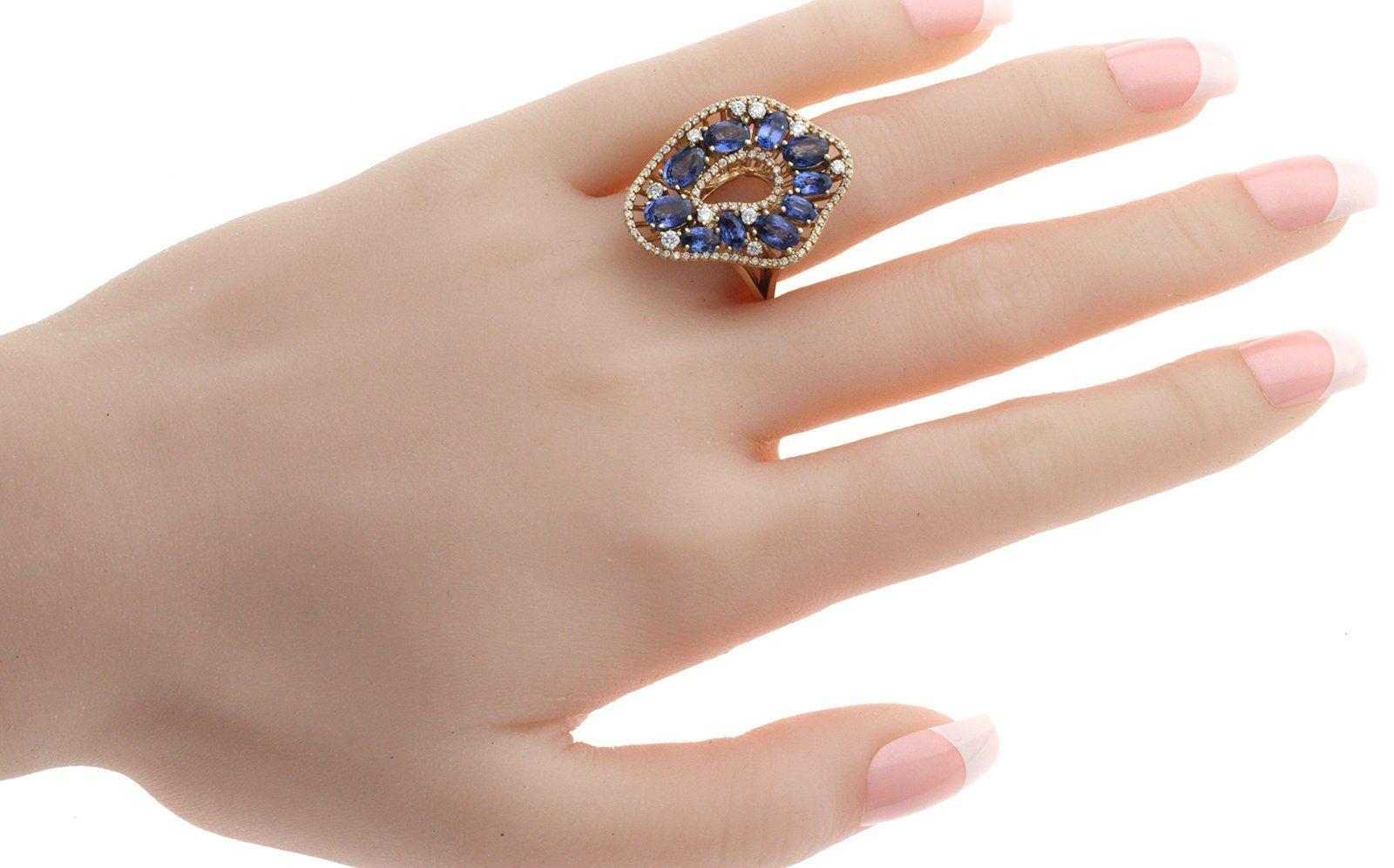 3.10 Carat Sapphires & 0.61 Carat Diamonds in 18 Karat Rose Gold Engagement Ring For Sale 4