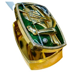 310 Grams 18 Karat Yellow Gold & Diamonds Polo Gamer Box, Art Deco, Rare APLC