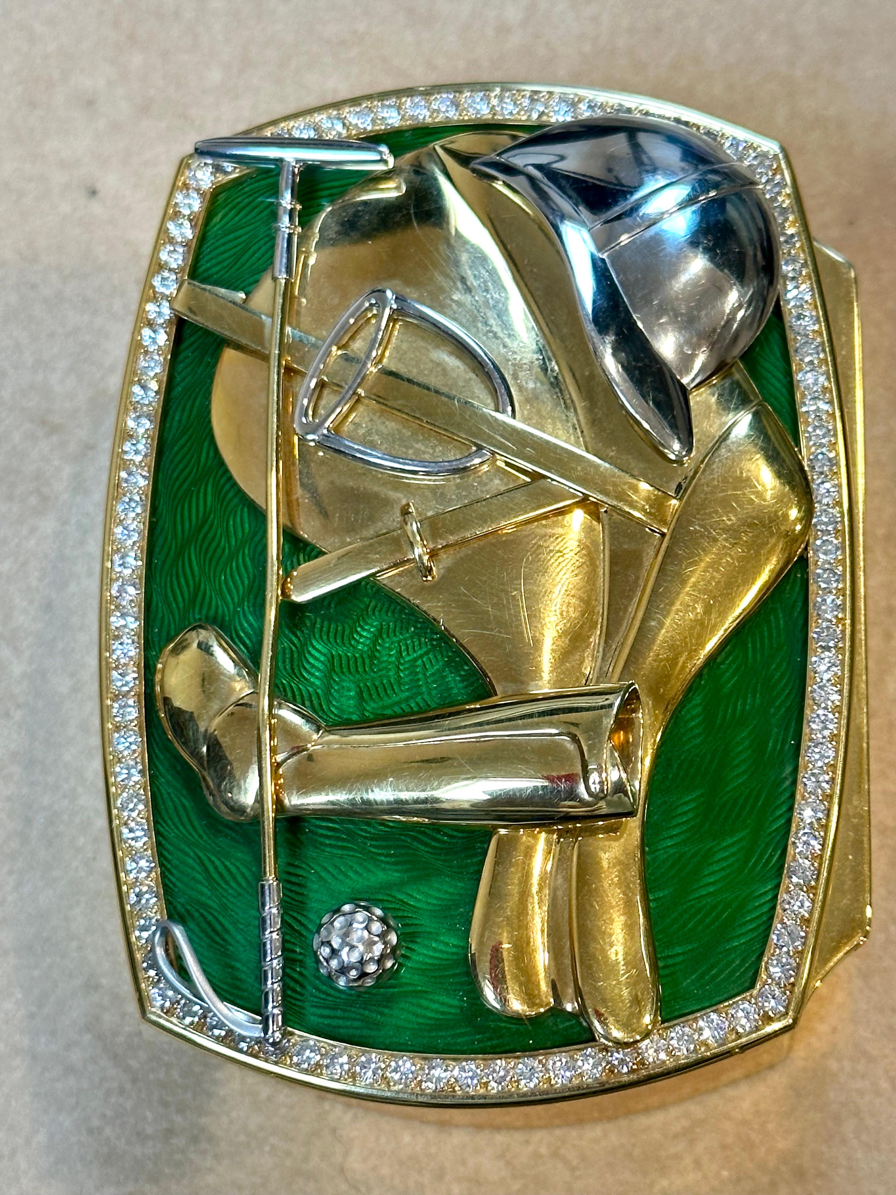 310 Grams 18 Karat Yellow Gold & Diamonds Polo Gamer Box, Art Deco, Rare APLC In Excellent Condition In New York, NY