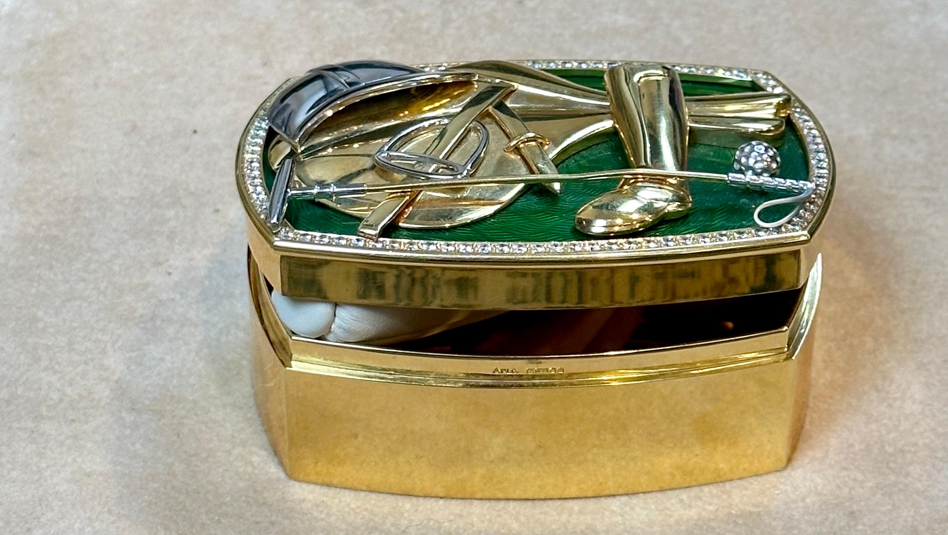 310 Grams 18 Karat Yellow Gold & Diamonds Polo Gamer Box, Art Deco, Rare APLC 2