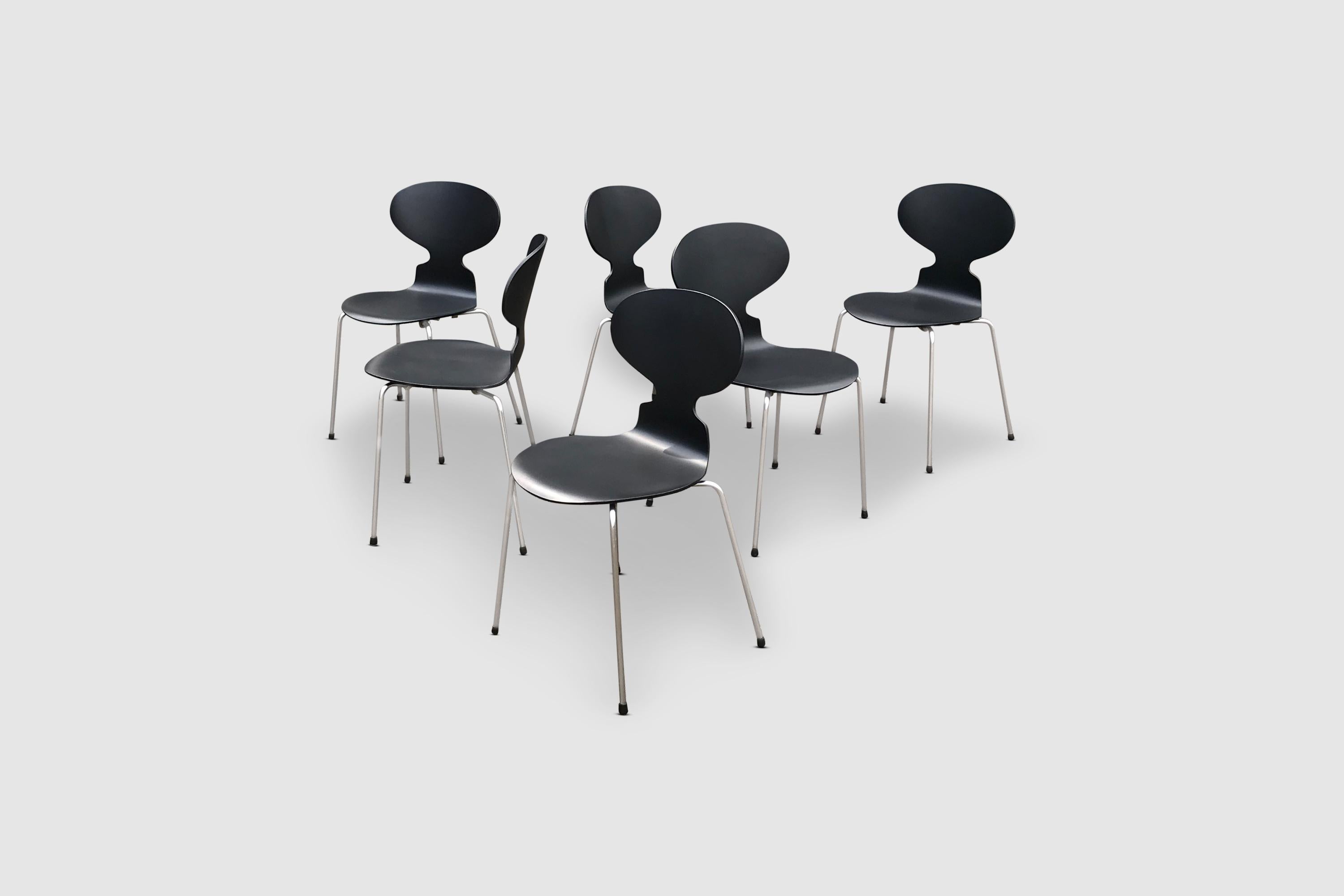 3100 Ant dining chairs by Arne Jacobsen for Fritz Hansen 1960s, set of 6 For Sale 2