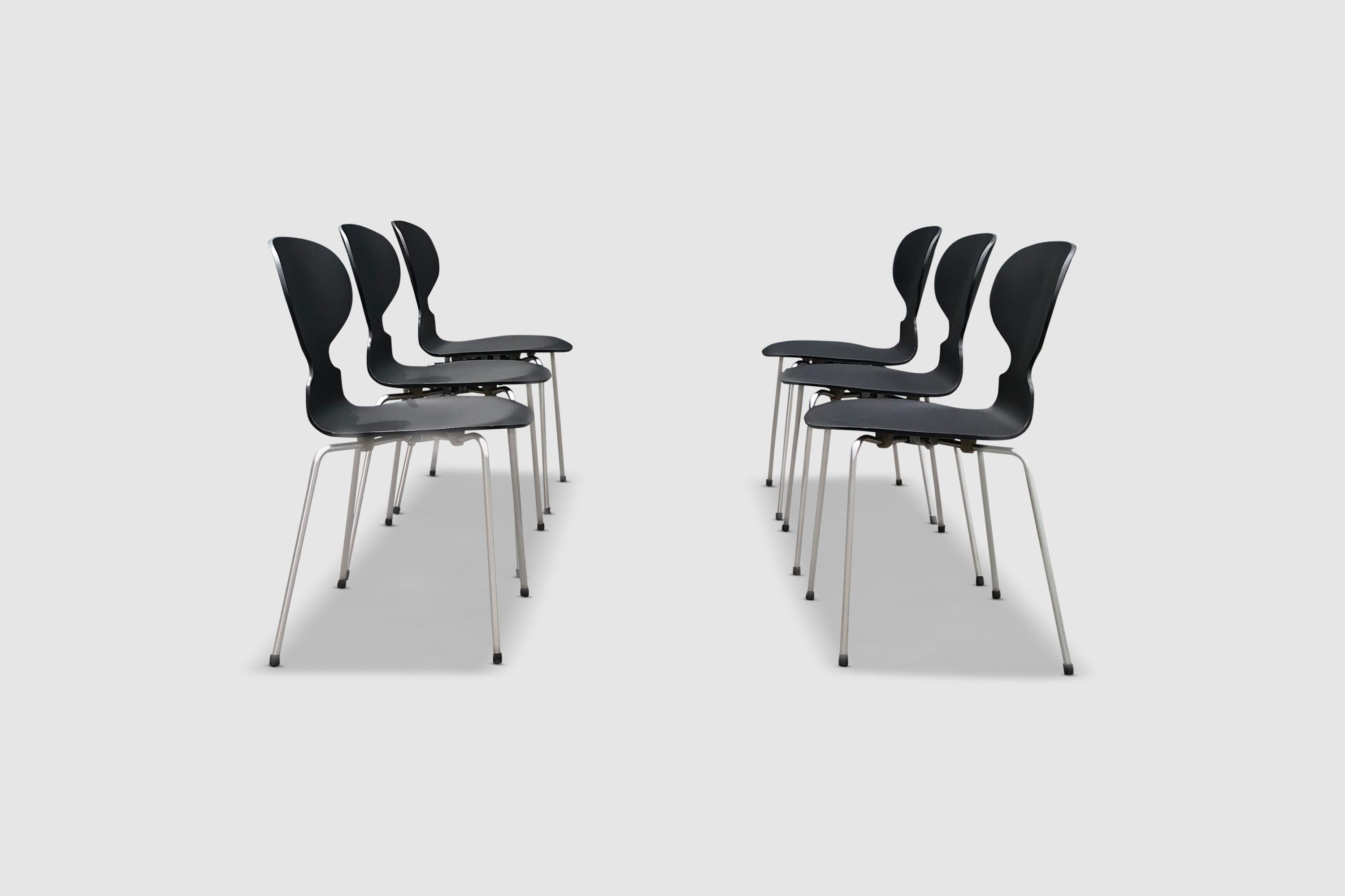 Mid-20th Century 3100 Ant dining chairs by Arne Jacobsen for Fritz Hansen 1960s, set of 6 For Sale