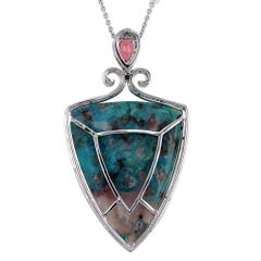 31.00 carat Paraiba Matrix Necklace set in 18K White Gold