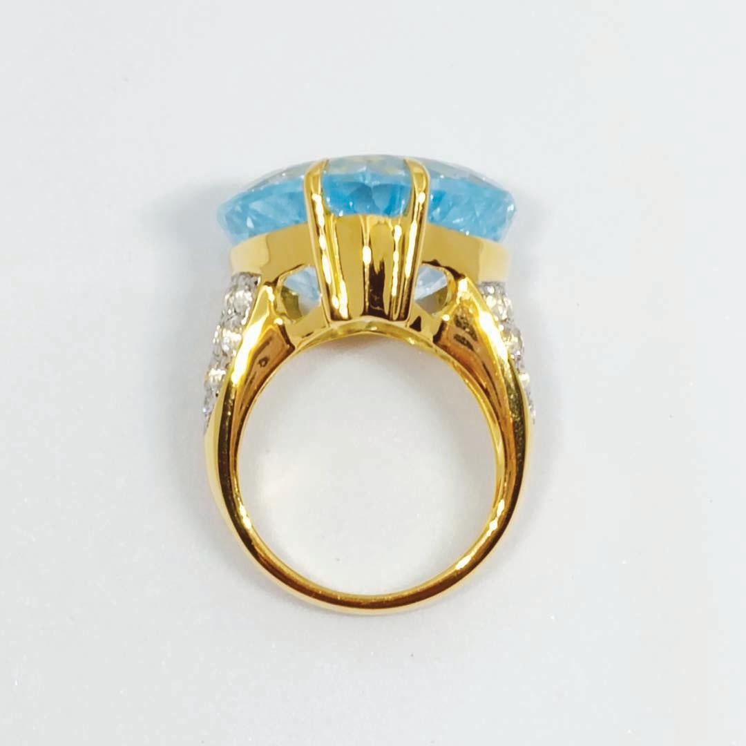 Donna 31,00 carati. Anello a cuore con topazio blu. Argento sterling con placcatura in oro 18 carati. in vendita