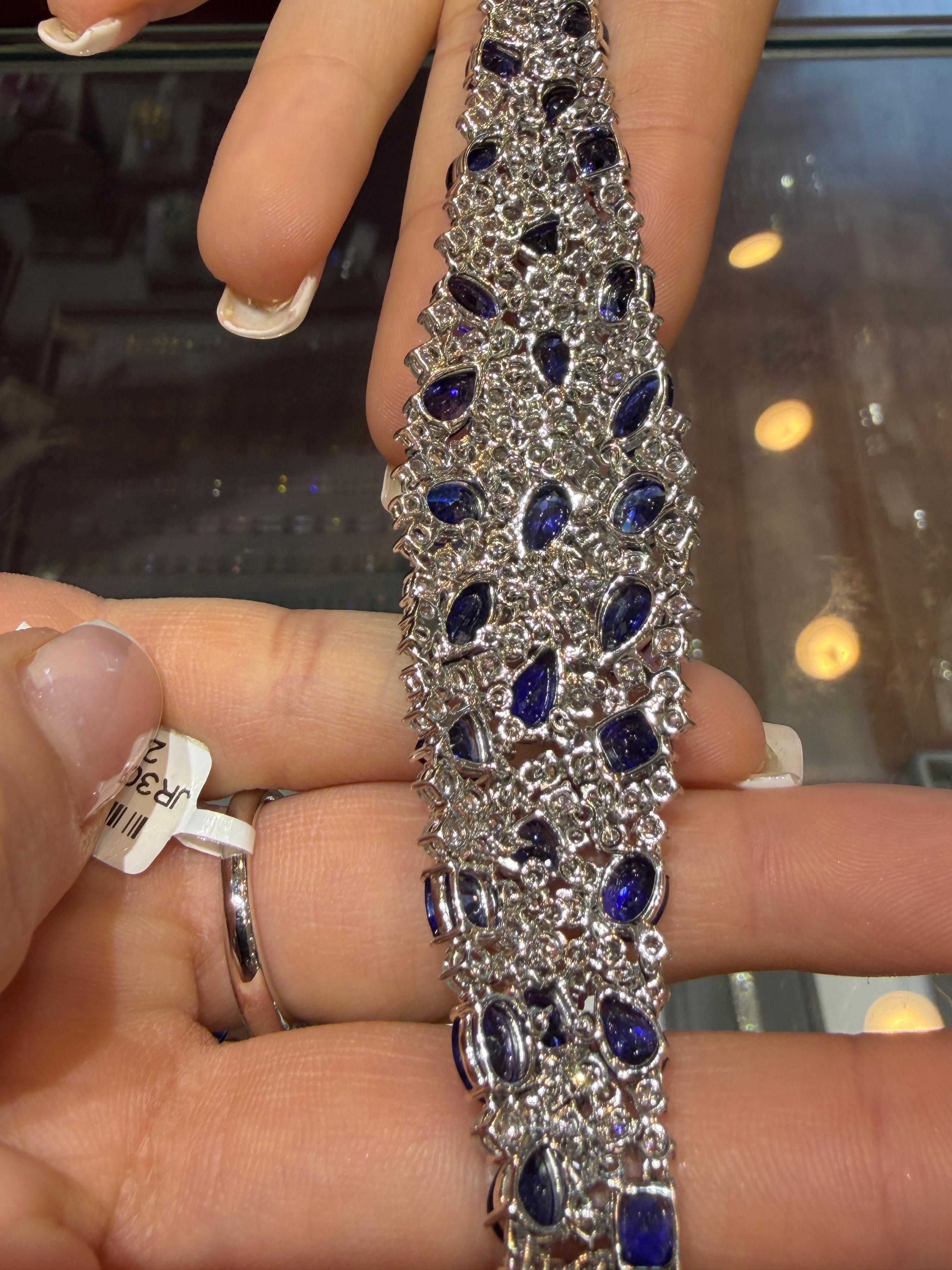 31,00 ct Zafiro de Ceilán 11,00 ct Diamante Pulsera de Alta Joyería en Oro Blanco de 18K en venta 5