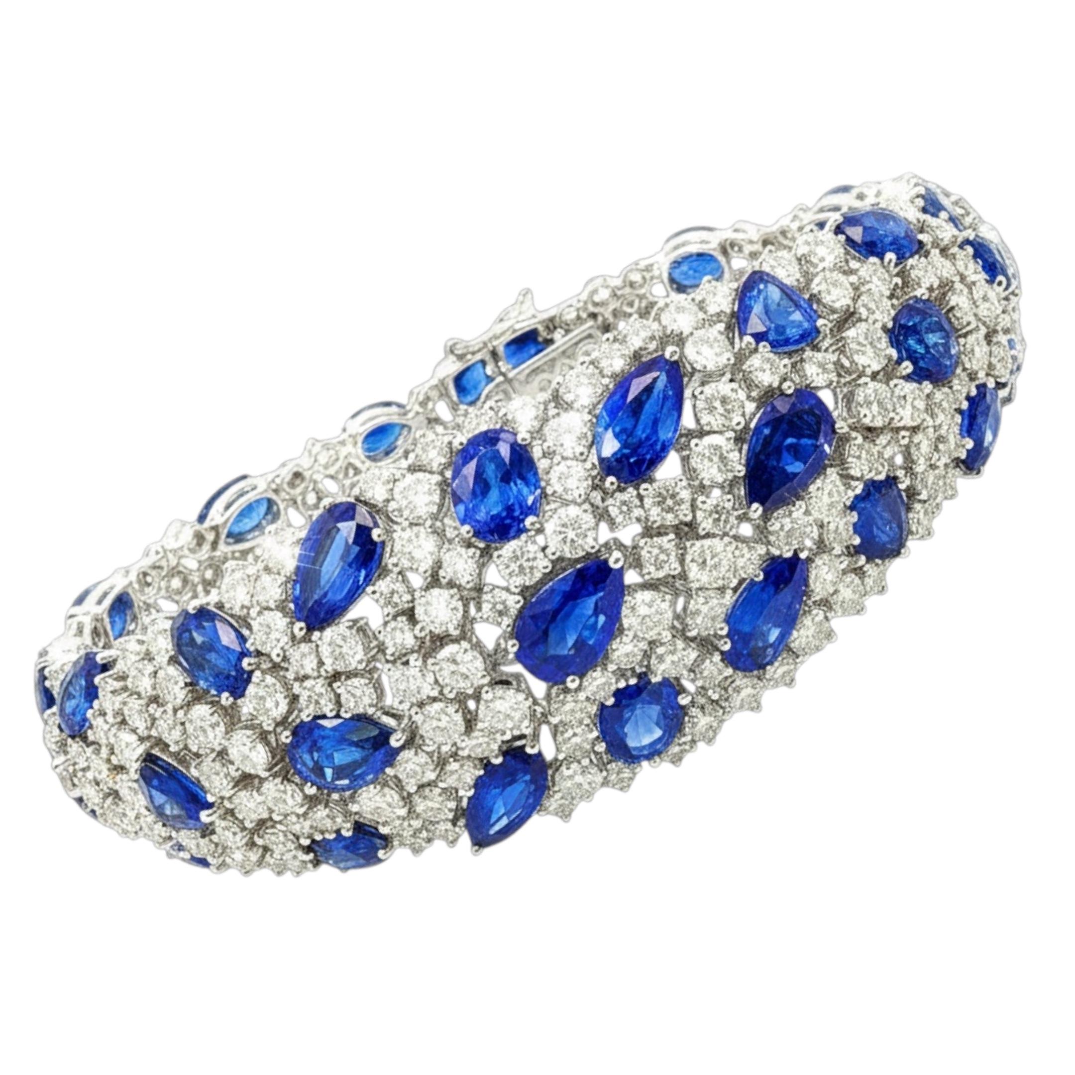 31,00 ct Zafiro de Ceilán 11,00 ct Diamante Pulsera de Alta Joyería en Oro Blanco de 18K en venta 7